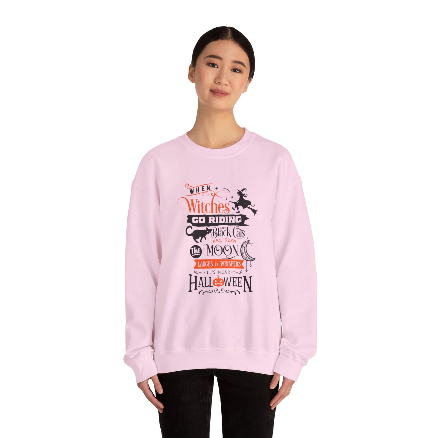 When Witches Riding, Black Cats Are Seen - Unisex Heavy Blend™ Crewneck Sweatshirt