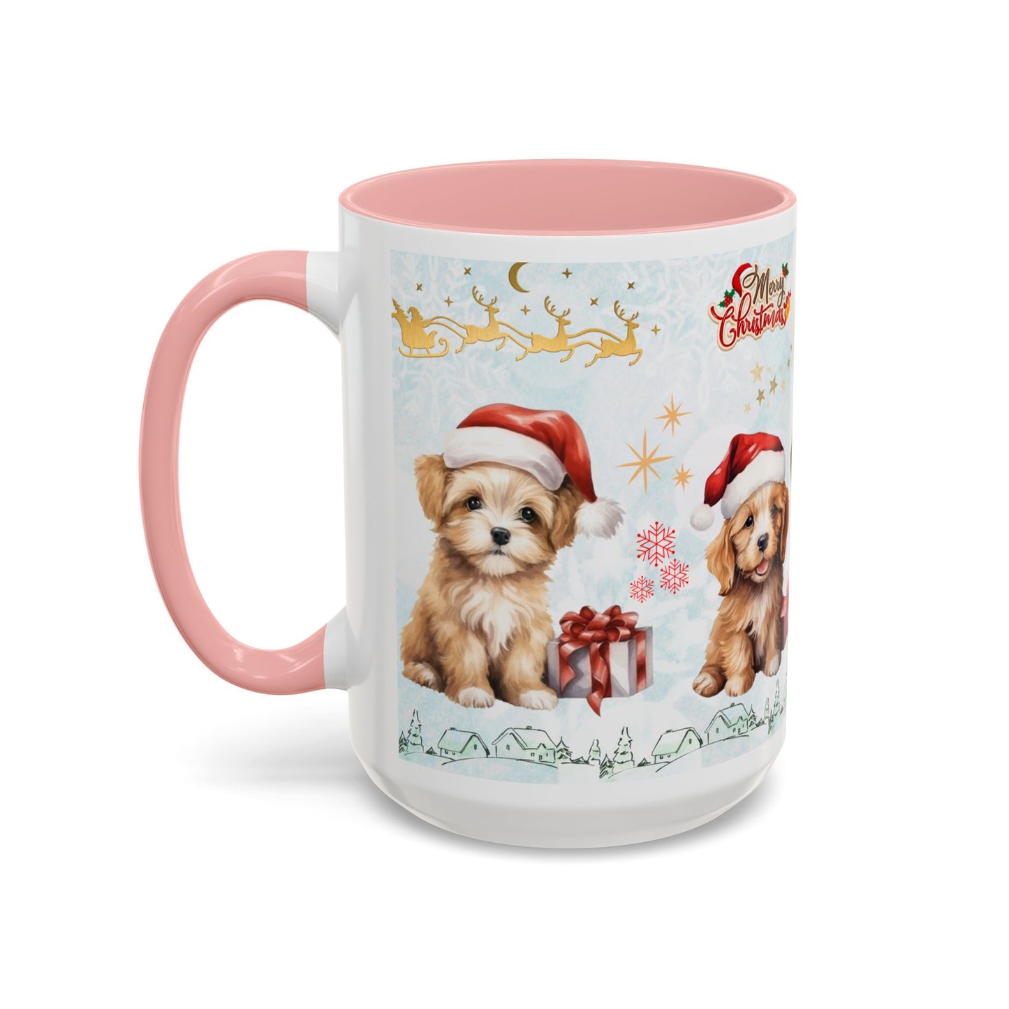 Merry Christmas, Puppies - Accent Coffee Mug (11, 15oz)