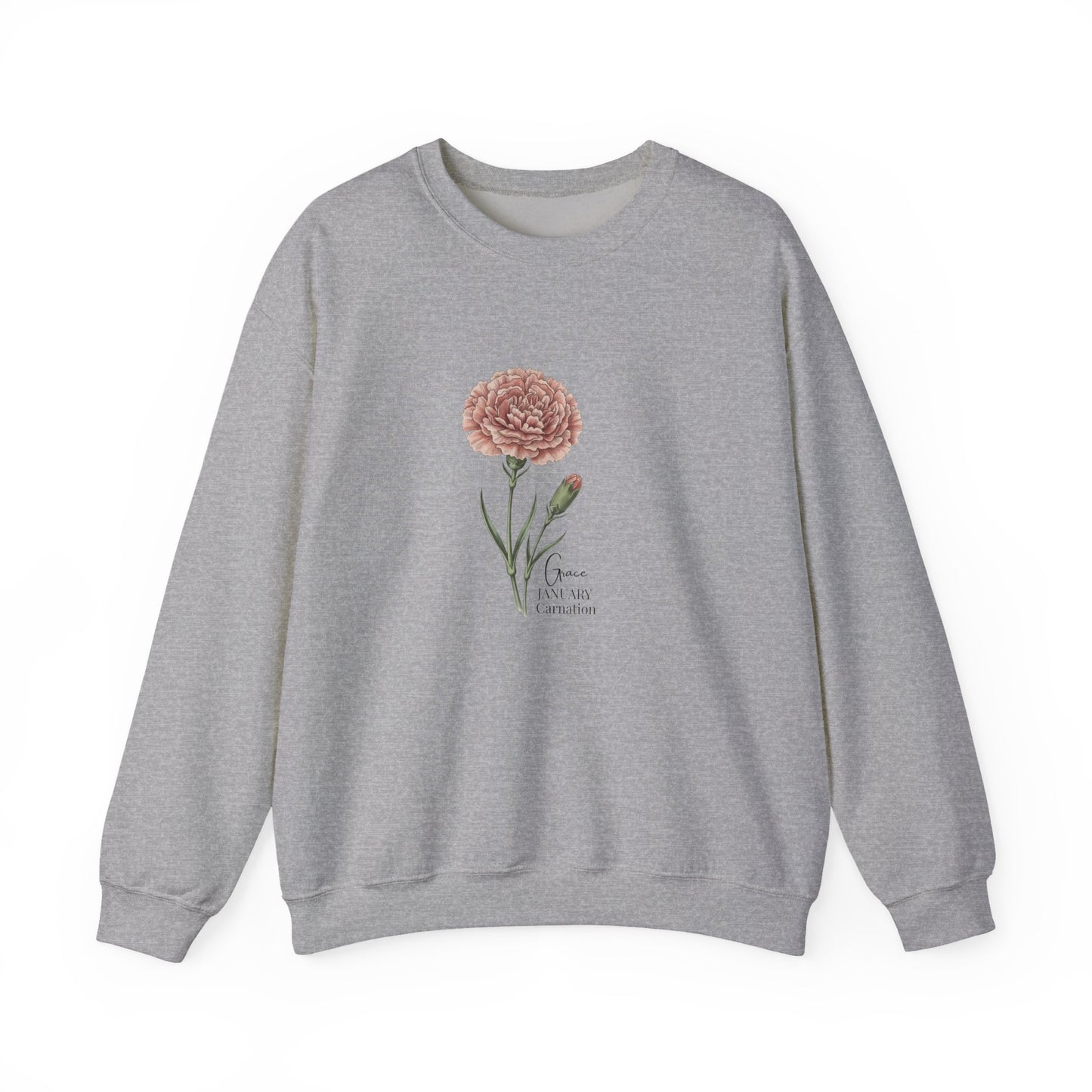 January Carnation Crewneck Sweatshirt — Customizable - 14673