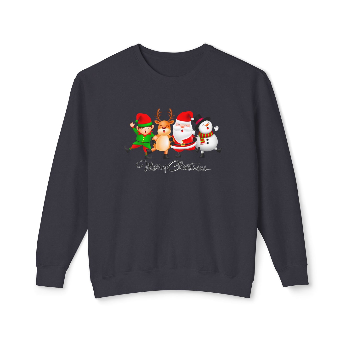 Santa, Snowman, Reindeer & Elf - Unisex Lightweight Crewneck Sweatshirt - 10372