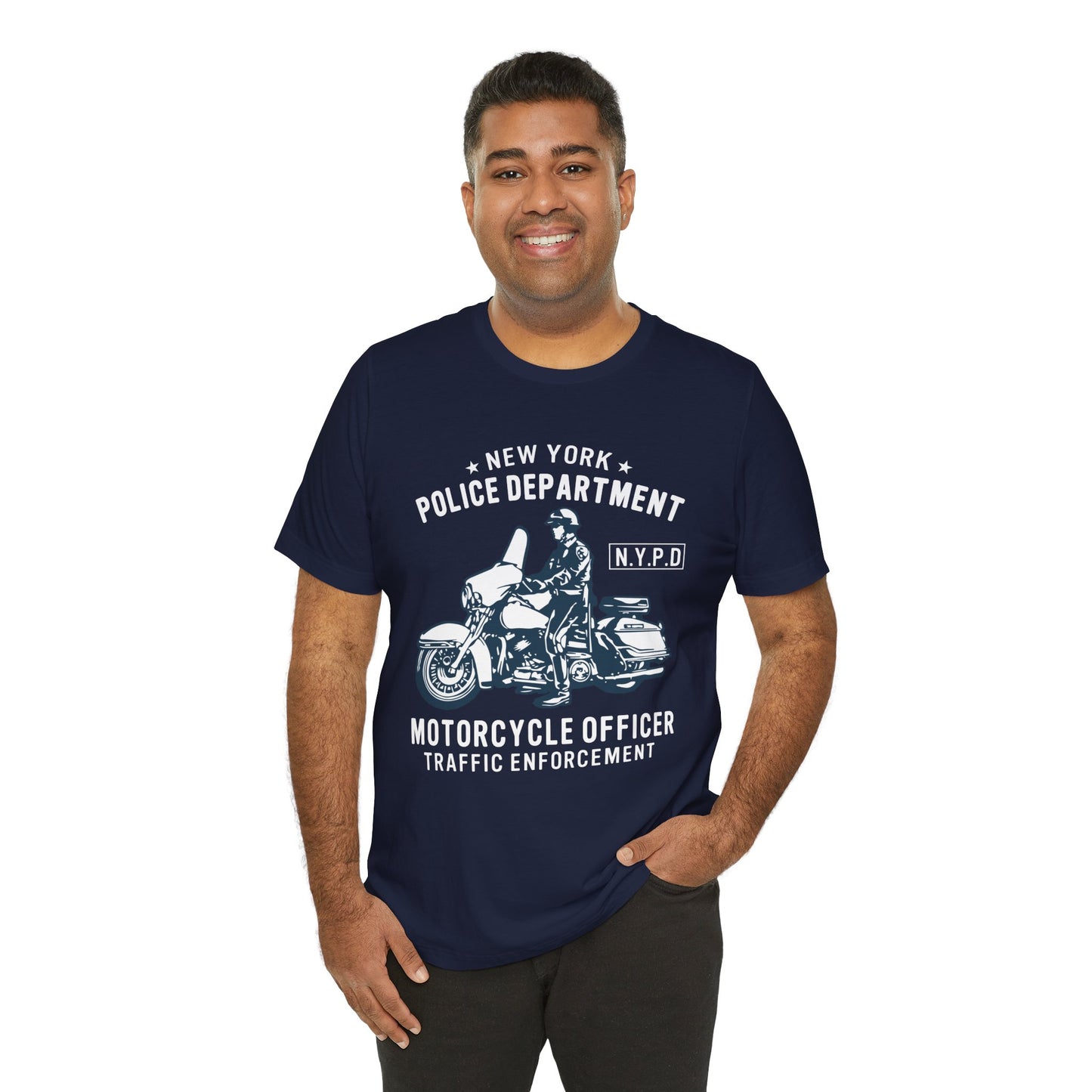 NY Police Department, Motorcycle Officer - Unisex Jersey Short Sleeve Tee - 13252