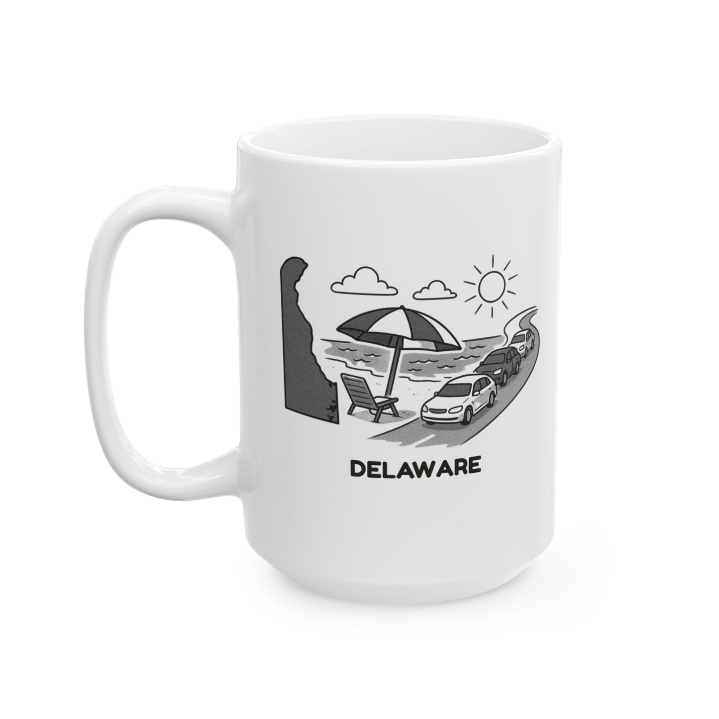 "Delaware: The only state where beach traffic is the busiest time of day." Ceramic Mug - 14167