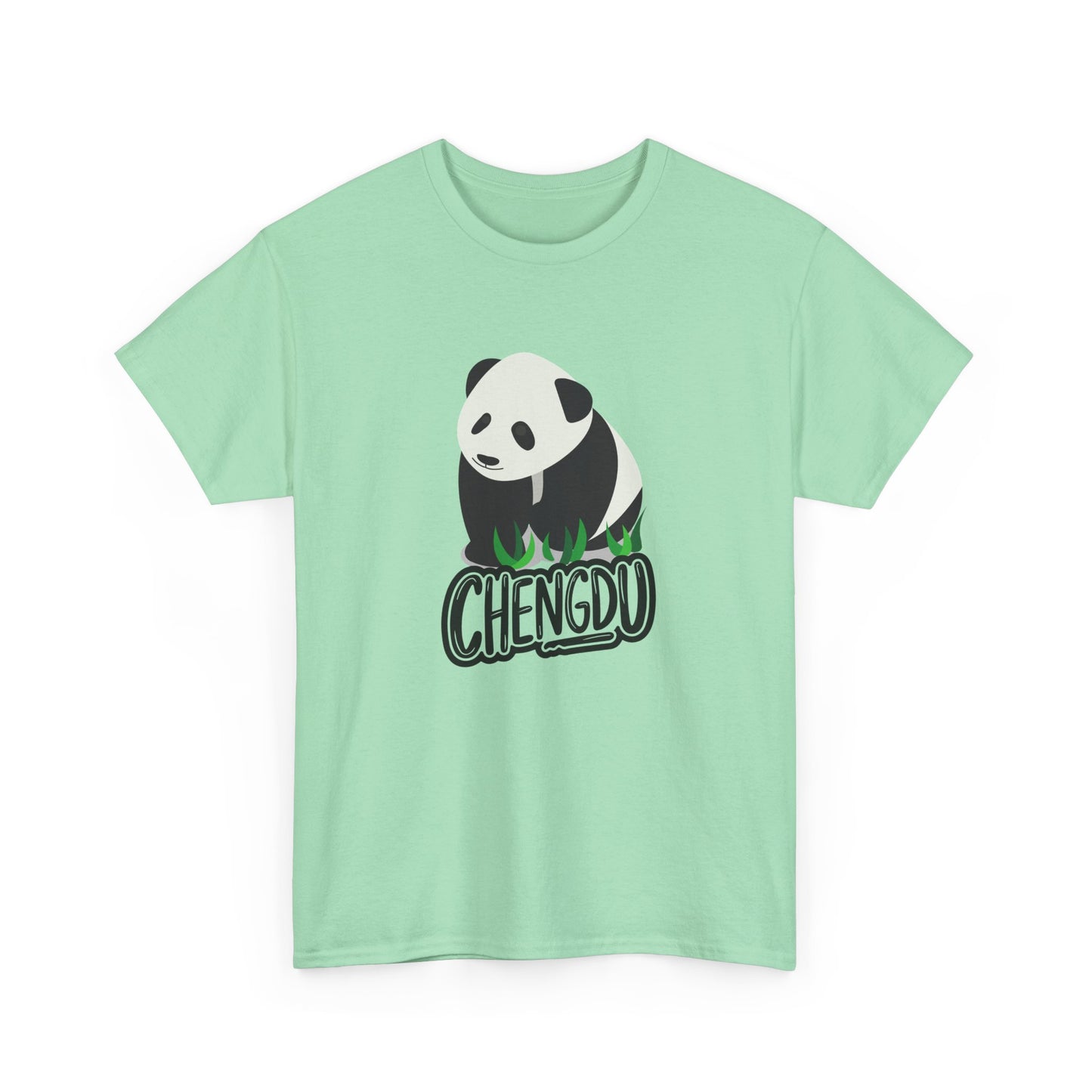 Chengdu Panda Unisex Heavy Cotton Tee - Cozy and Fun Graphic Tee for Animal Lovers - 12206