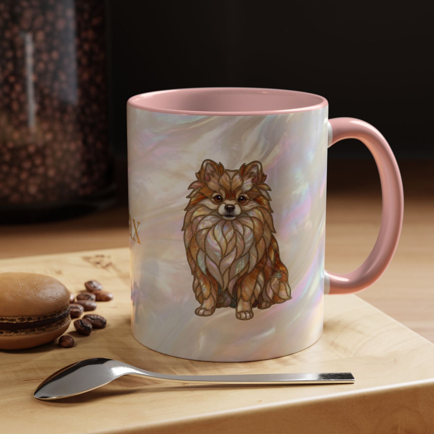 Pomeranian Accent Coffee Mug — Stained Glass Design (11/15oz) - 14638