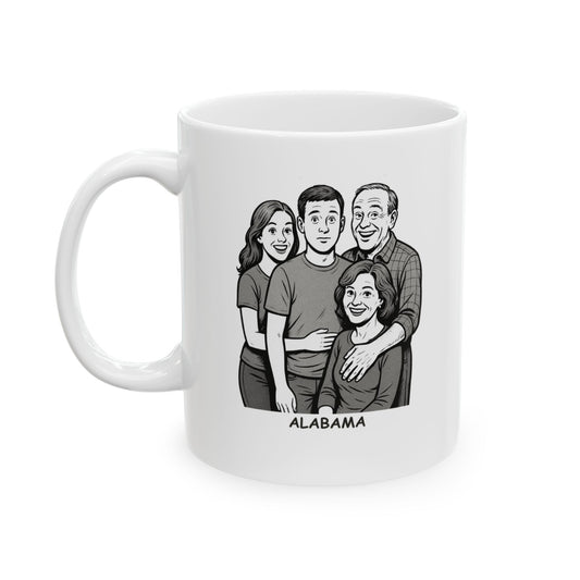 "Alabama: We’ll make you feel like family, even if you’re a stranger." Ceramic Mug - 11oz & 15oz - 12797