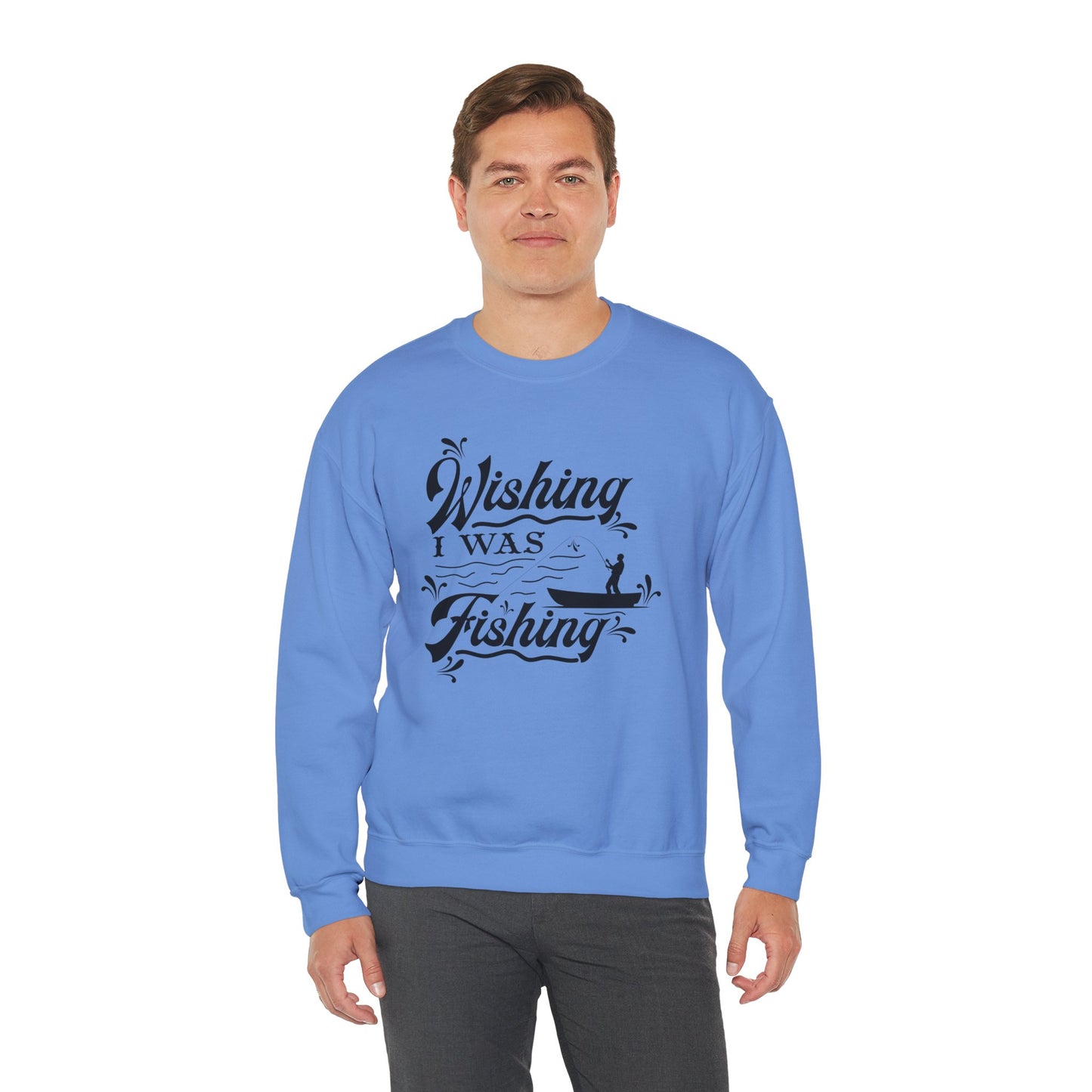 Wishing I Was Fishing - Unisex Heavy Blend™ Crewneck Sweatshirt - 12336