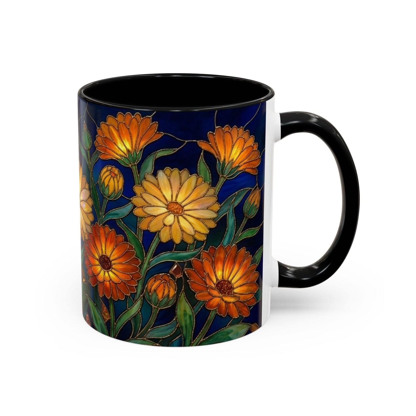 Calendula Accent Coffee Mug — Stained Glass Design (11/15oz) - 14549