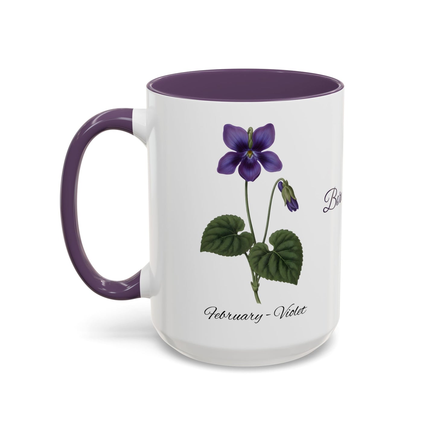 February Birth Flower Violet Mug – Personalized Name Coffee Cup - 14695