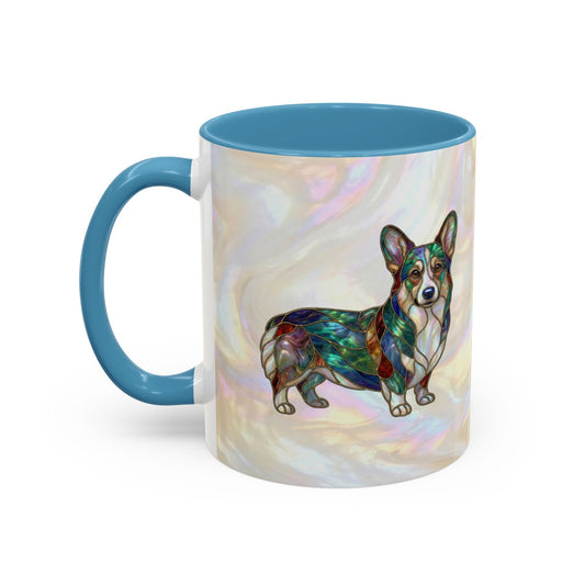 Corgi Accent Coffee Mug -Stained Glass Style (11/15oz) - 14627