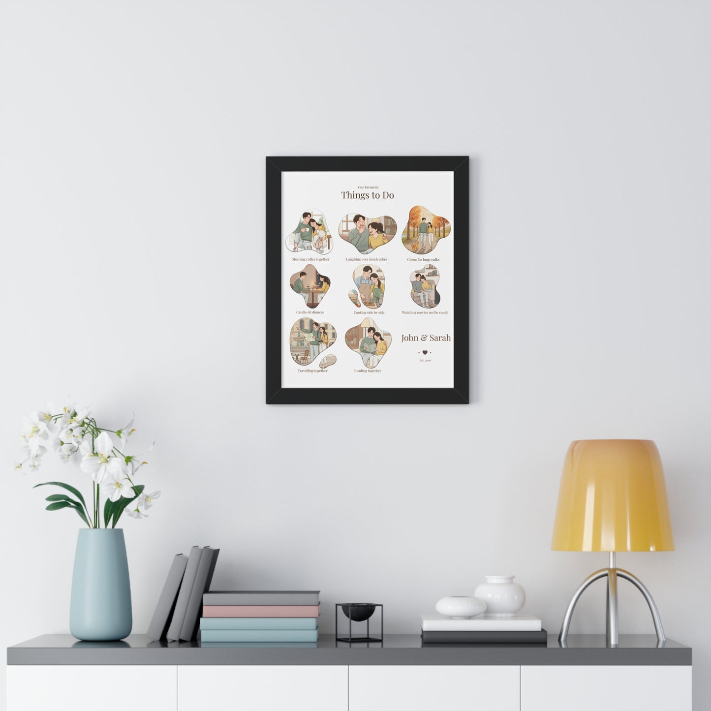 Framed Poster – “Our Favourite Things to Do” Personalized Couple Print | Valentine’s Gift - 14709