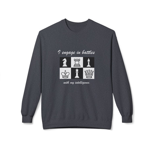 I Engage in Battles With My Intelligence - Unisex Midweight Softstyle Fleece Crewneck Sweatshirt - 10638