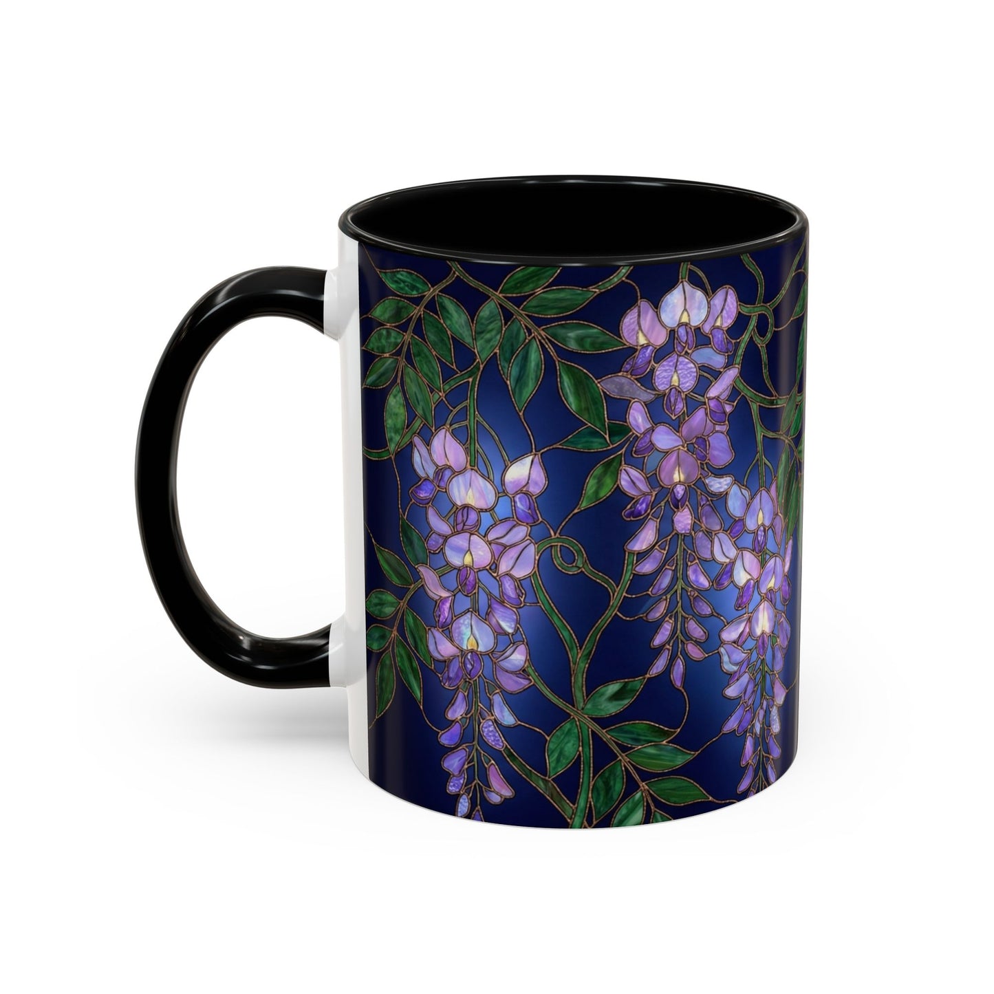 Wisteria Bloom Accent Coffee Mug — Stained Glass Design 11/15oz - 14589