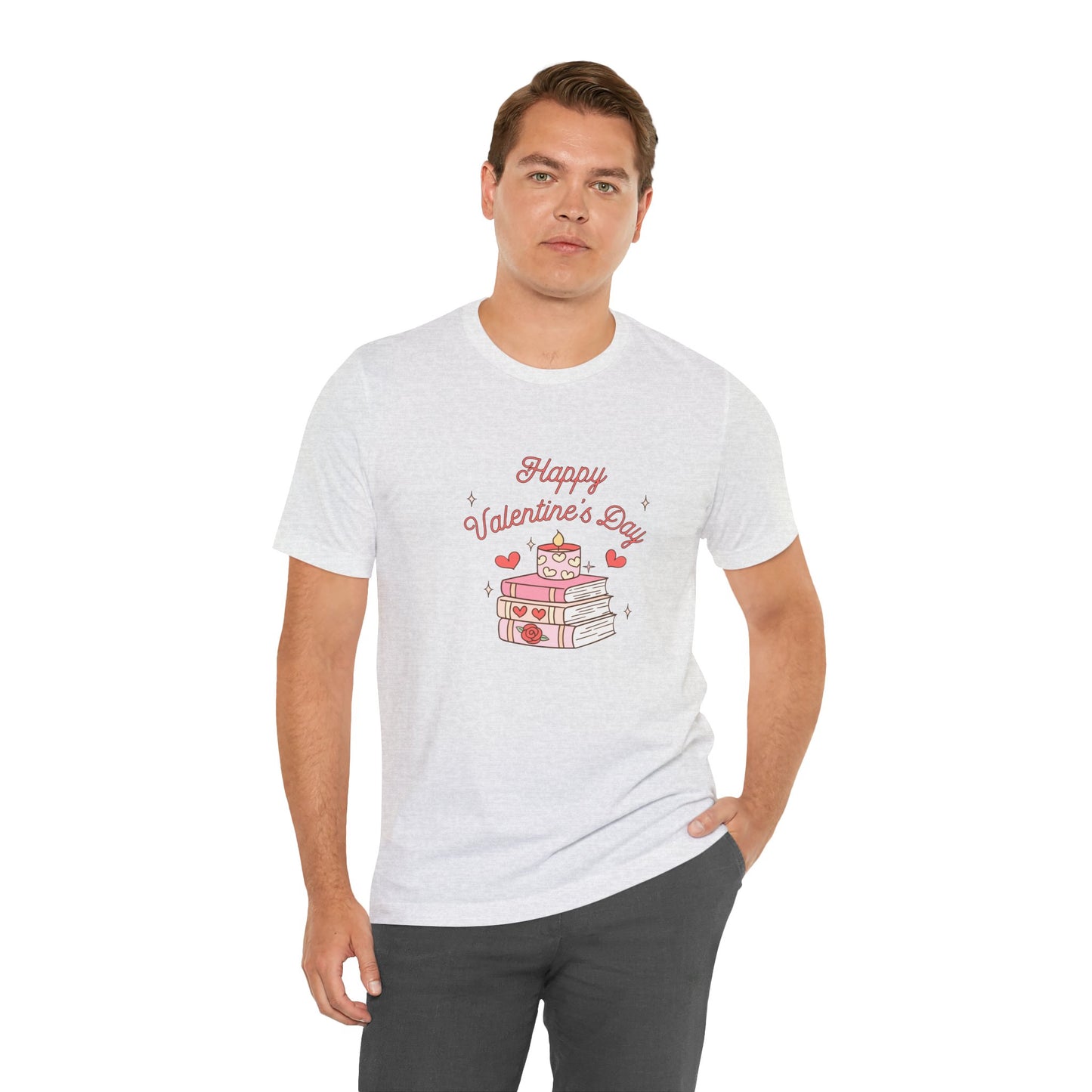 Books, Happy Valentine's Day - Unisex Jersey Short Sleeve Tee - 11572