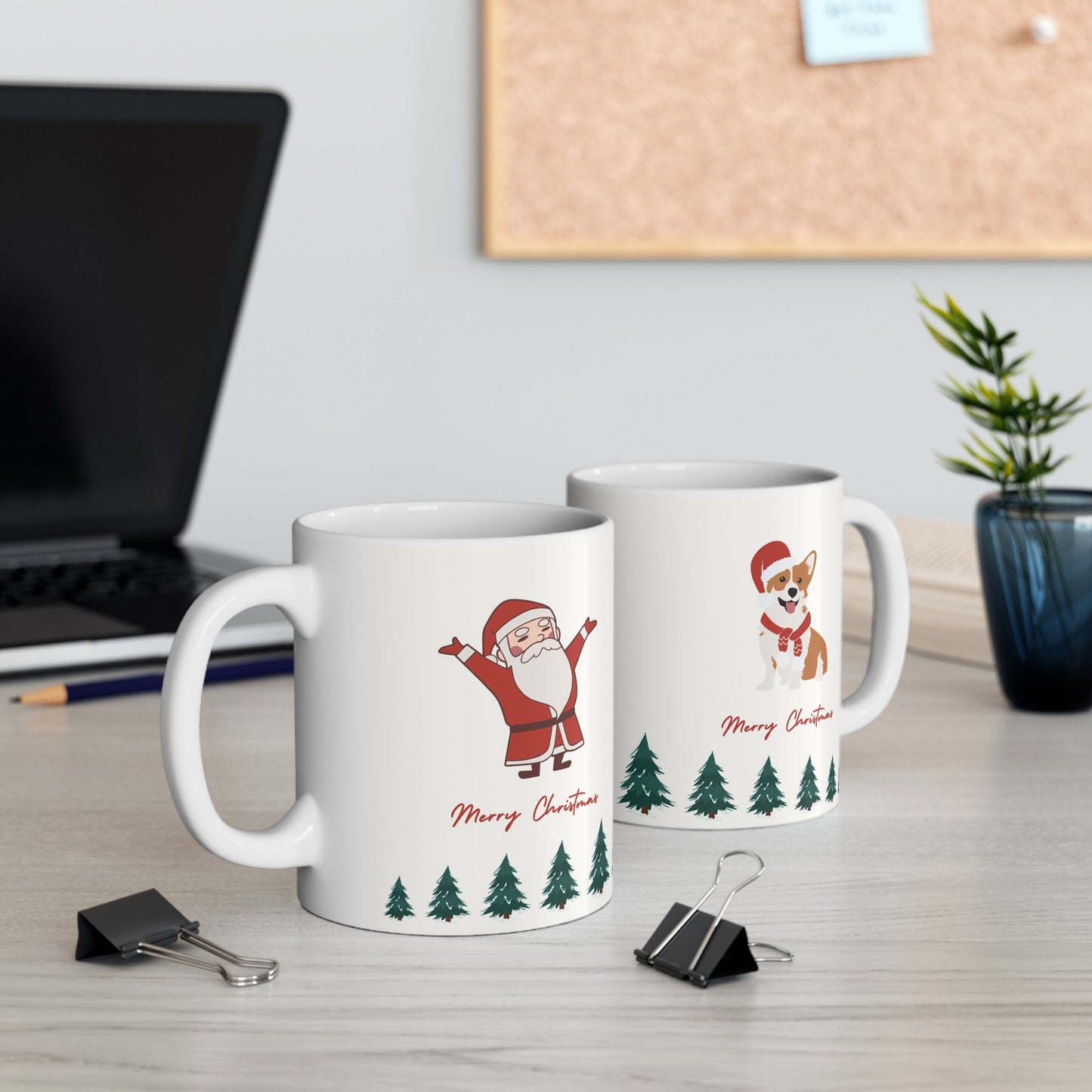 Santa & Dog, Merry Christmas - Ceramic Mug, (11oz, 15oz) - 10911