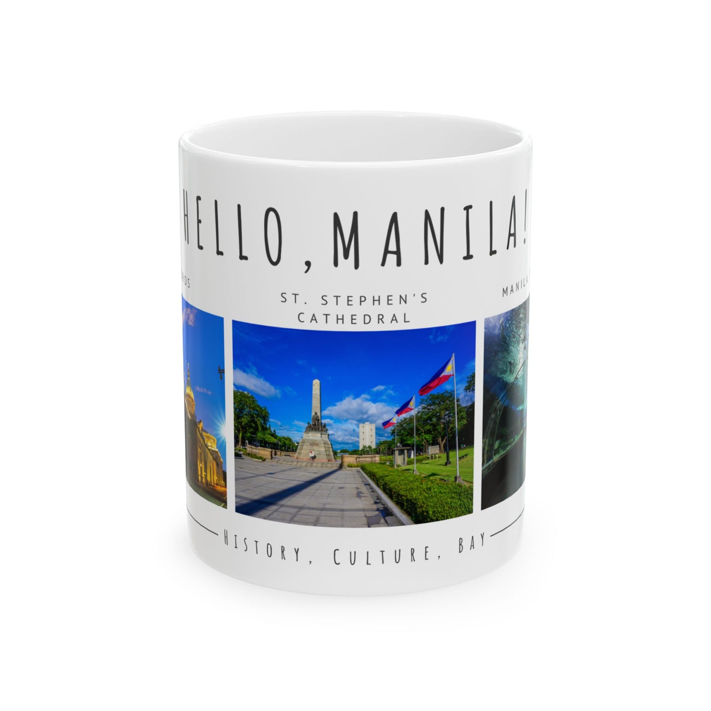 Hello Manila! Ceramic Travel Mug - 11oz/15oz - Perfect Coffee Cup for Culture & History Lovers - 12167