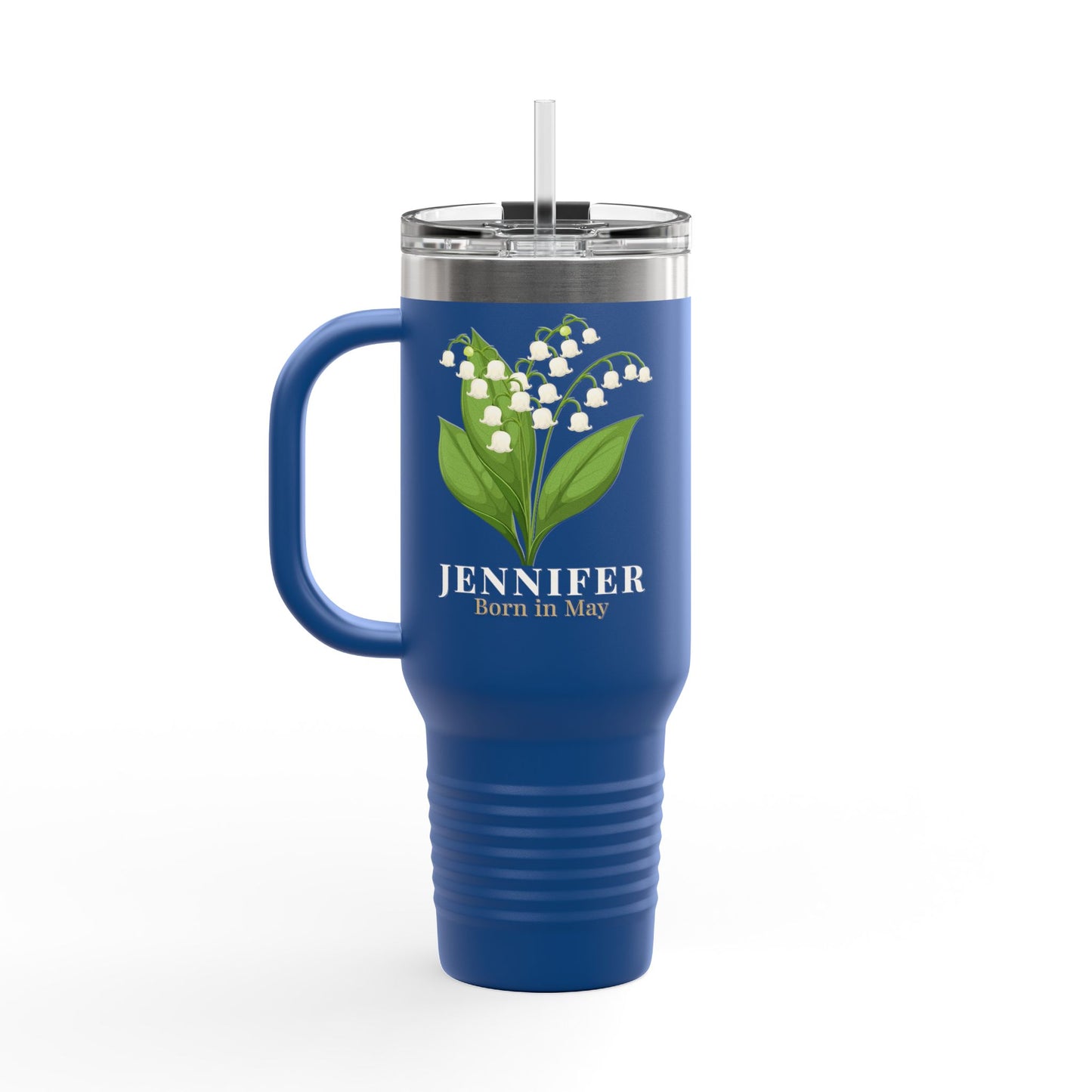 Personalized Lily of the Valley 40oz Tumbler | Custom Name Insulated Travel Mug - 14897