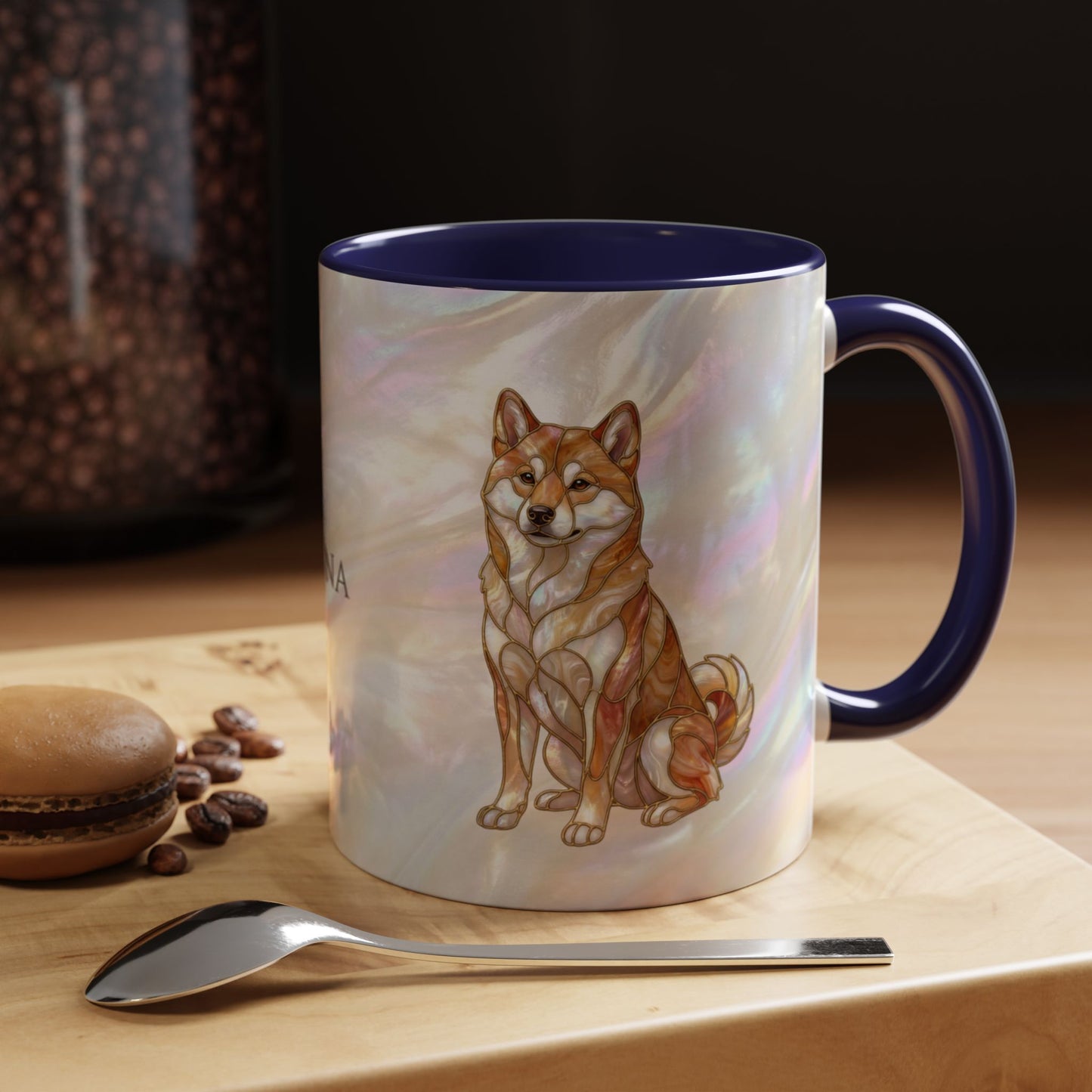 Shiba Inu Accent Coffee Mug – Stained Glass Design 11/15oz - 14646