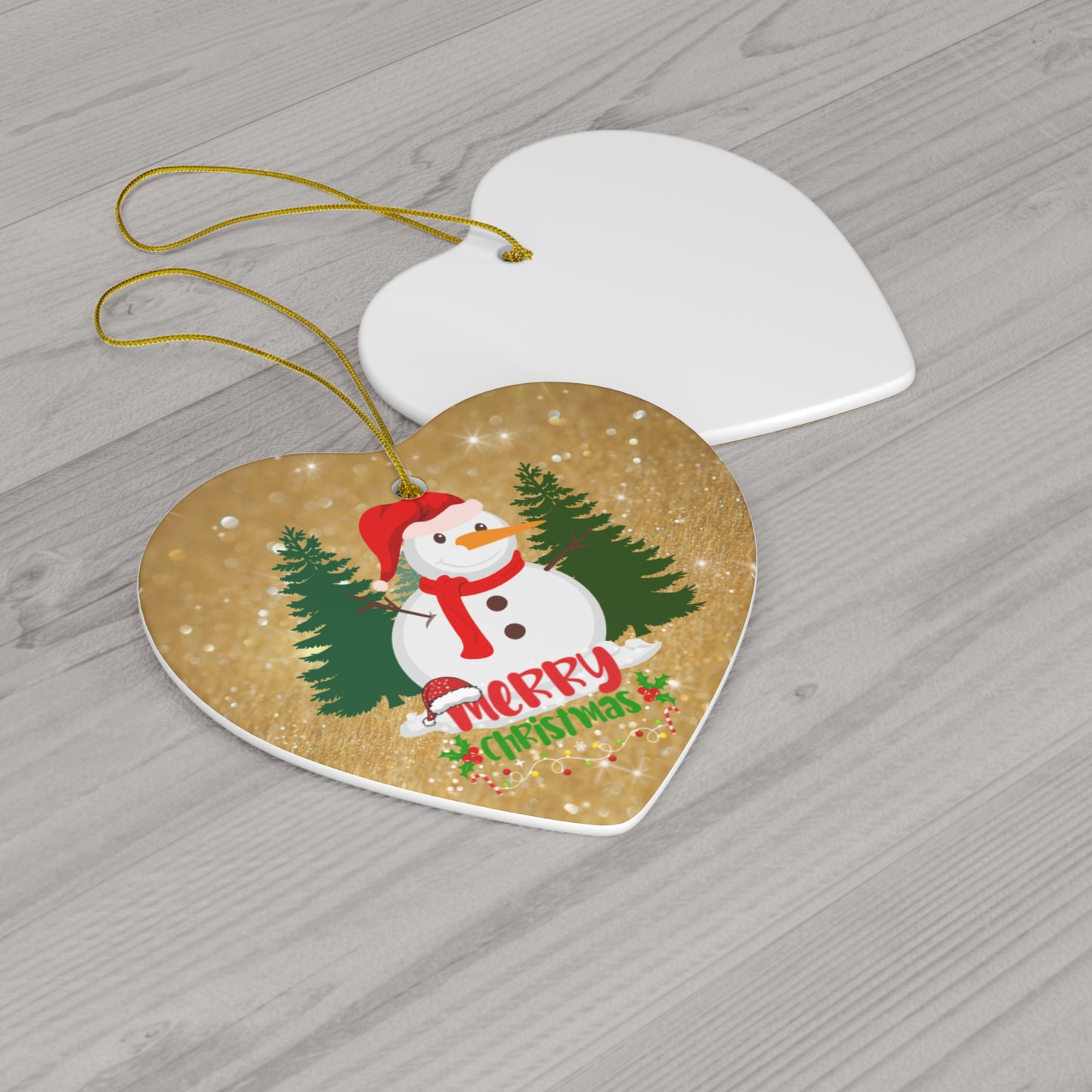 Snowman, Merry Christmas - Ceramic Ornament, 4 Shapes