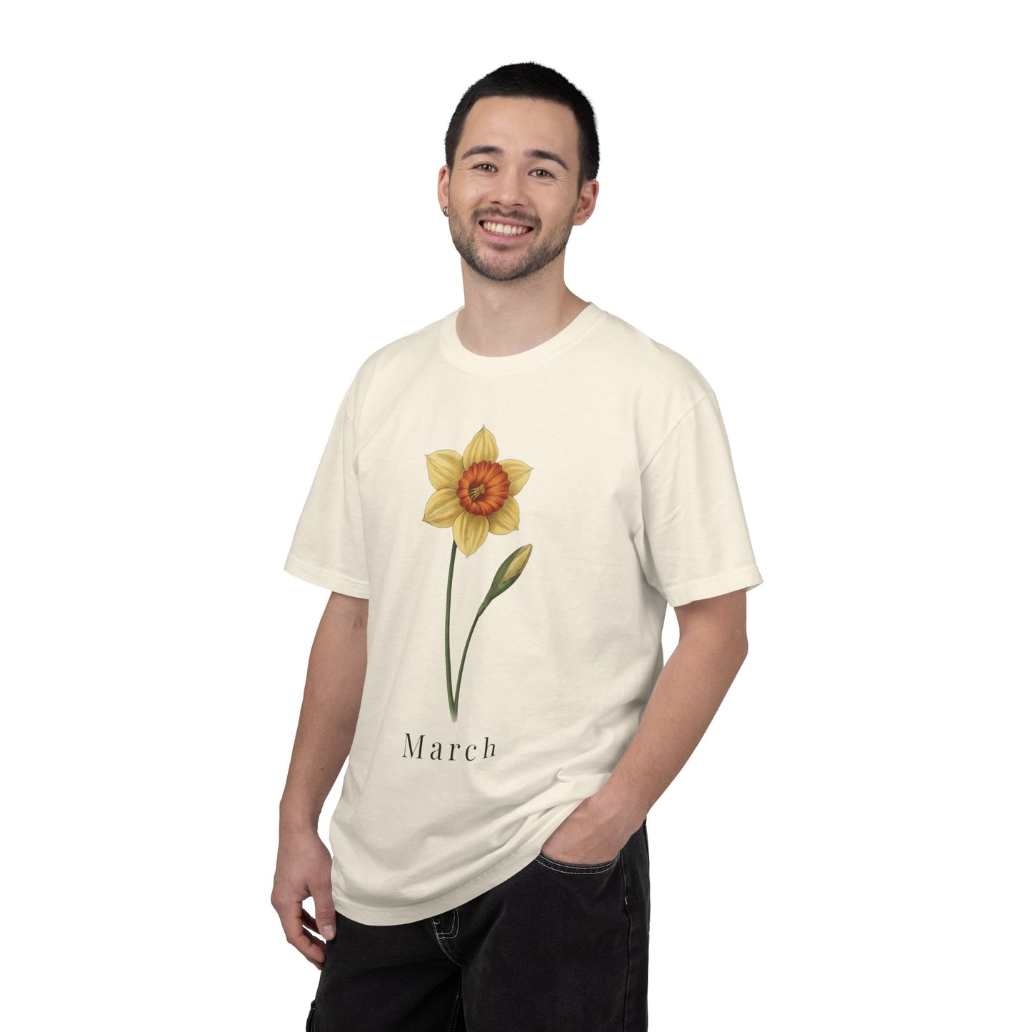 March Birth Flower T-Shirt – Daffodil Floral Birthday Tee for Women - 14793