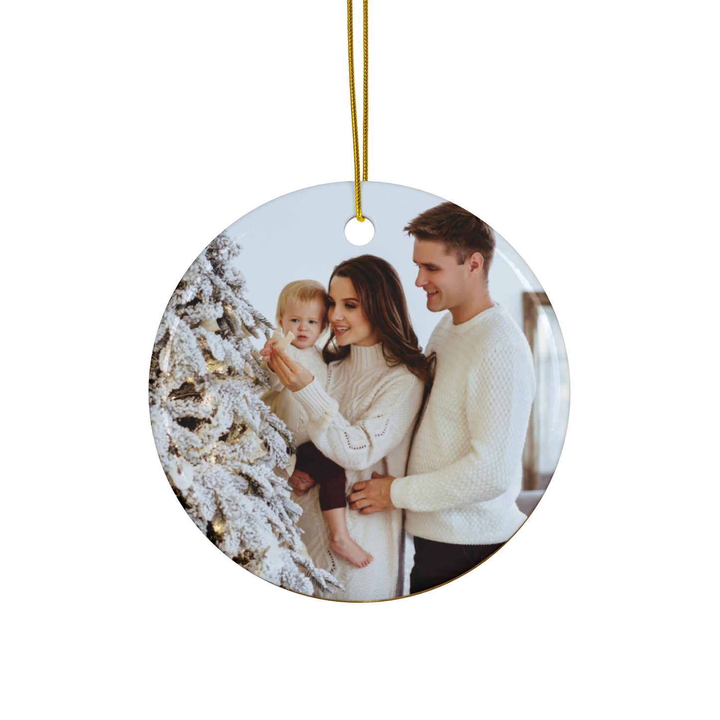 Young Couple Photo, Customizable - Ceramic Ornament, 4 Shapes