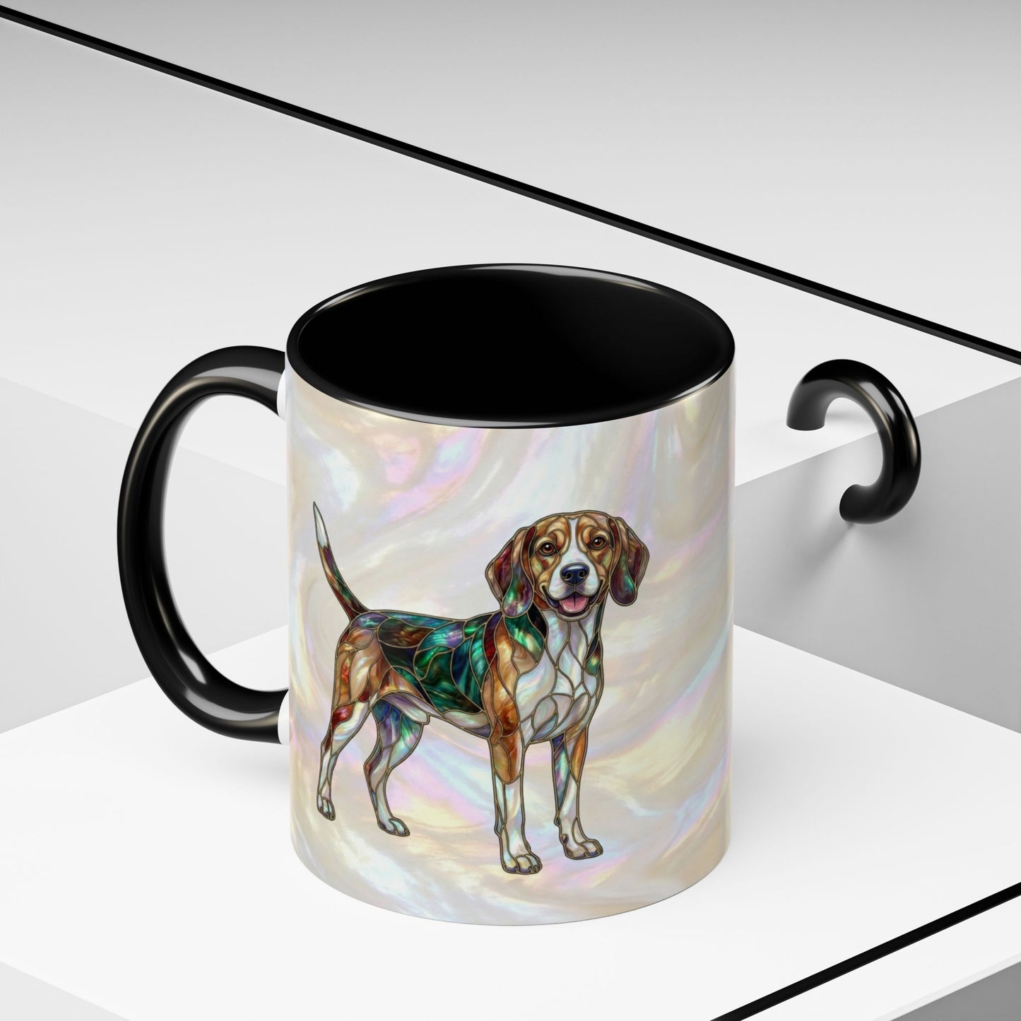 Beagle Accent Coffee Mug — Stained Glass Design (11/15oz) - 14615