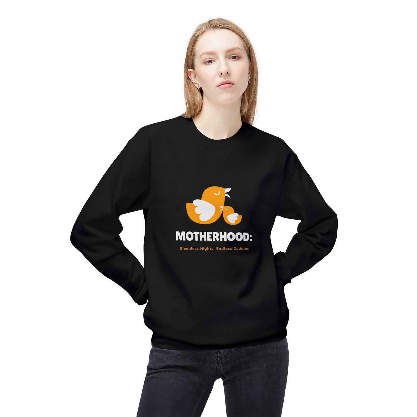 Motherhood, Sleepless Nights, endless Cuddles - Unisex Midweight Softstyle Fleece Crewneck Sweatshirt - 11809