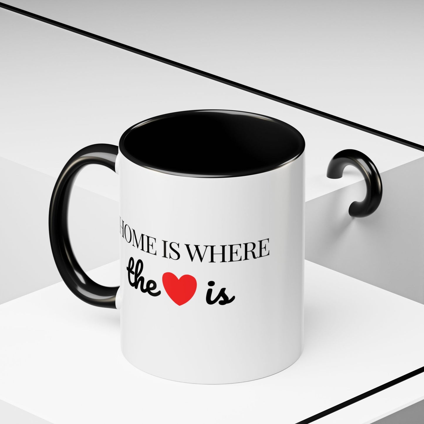 "Home is Where the Heart is" Coffee Mug —  Minimal Accent Ceramic Mug (11/15oz) - 14684