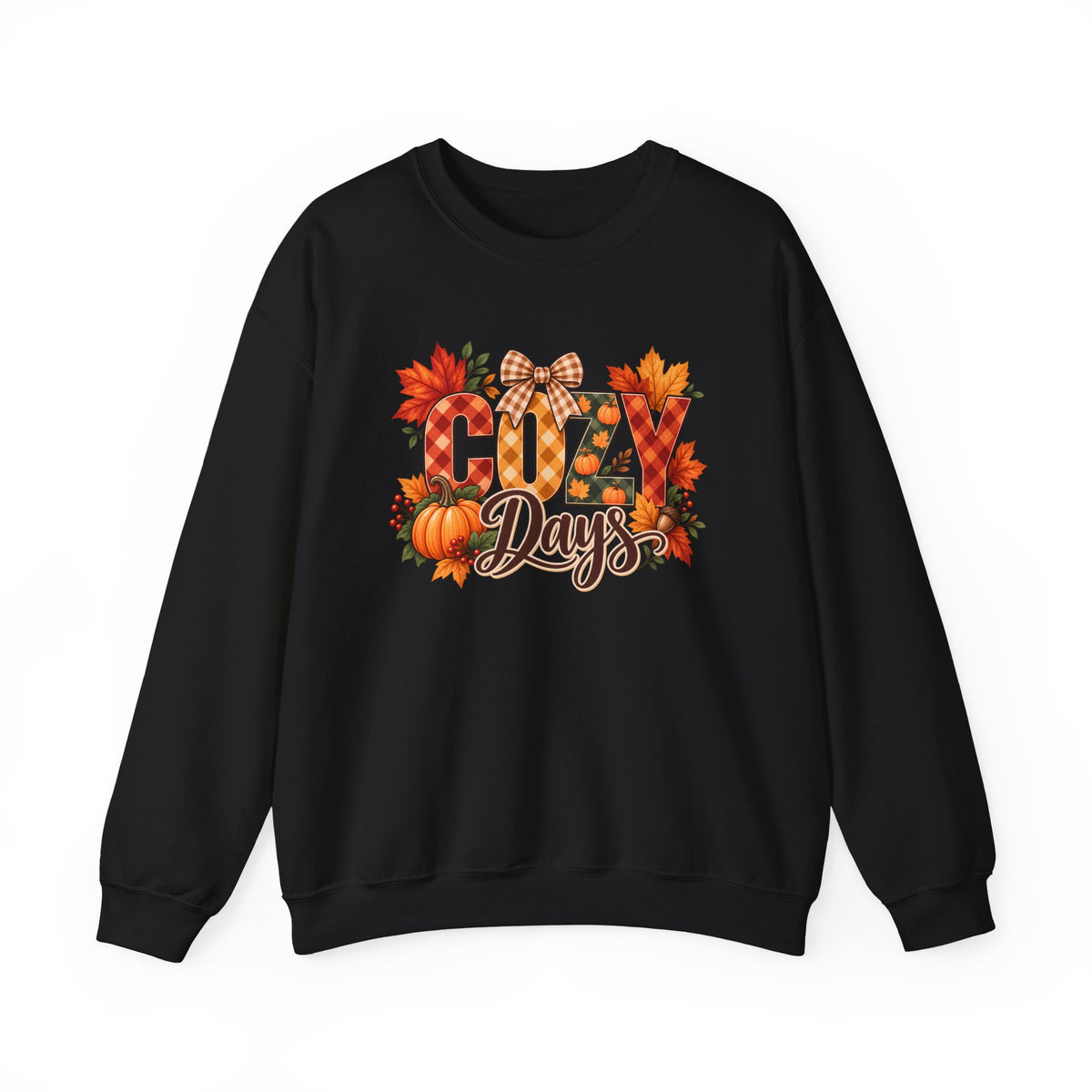 Cozy Days Sweatshirt,  Fall Pumpkin & Plaid Crewneck - 14525