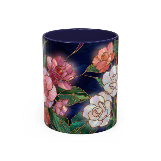 Begonia Floral Accent Coffee Mug – Stained Glass Design 11/15oz - 14555