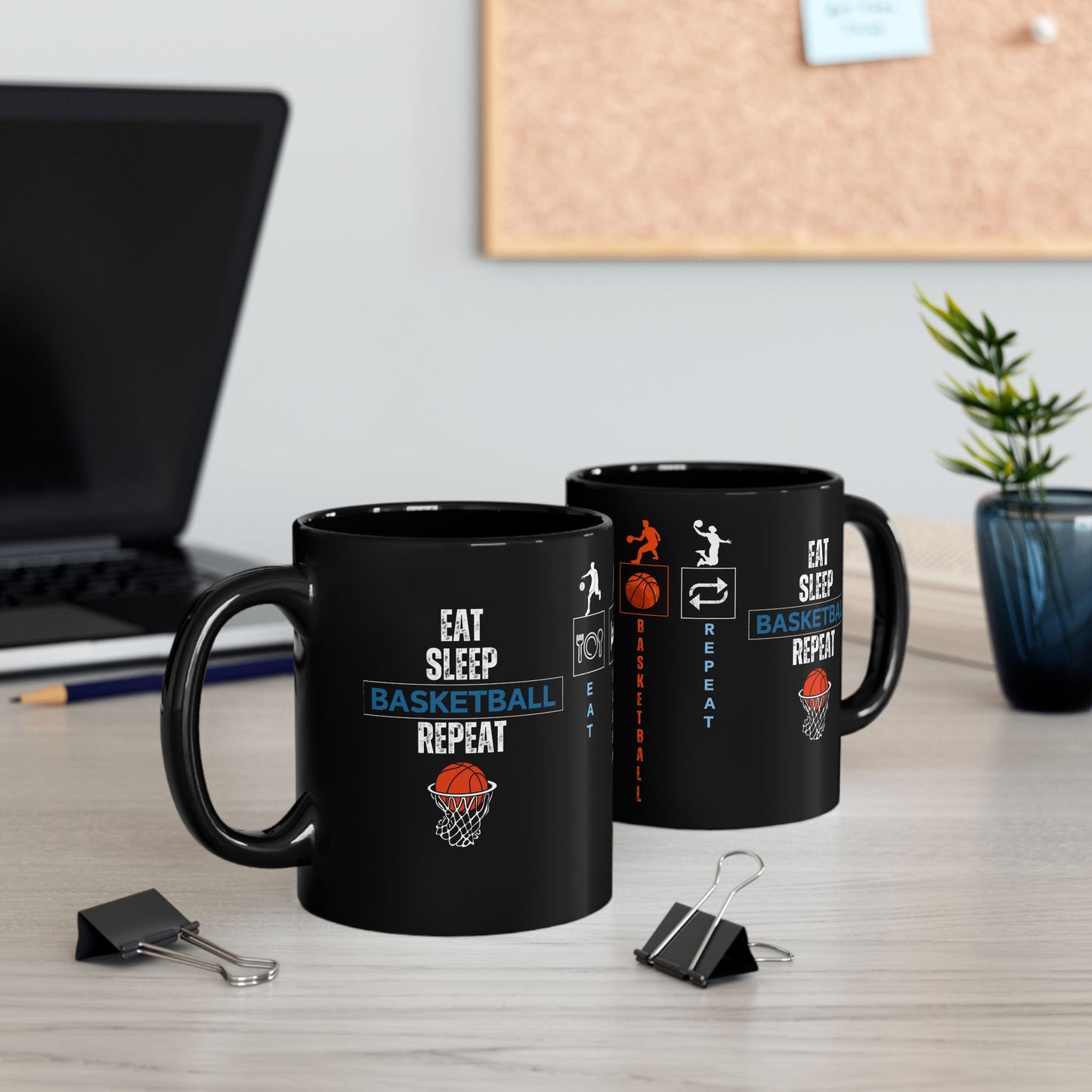 Eat Sleep Basketball Repeat - Black Mug (11oz, 15oz) - 10716