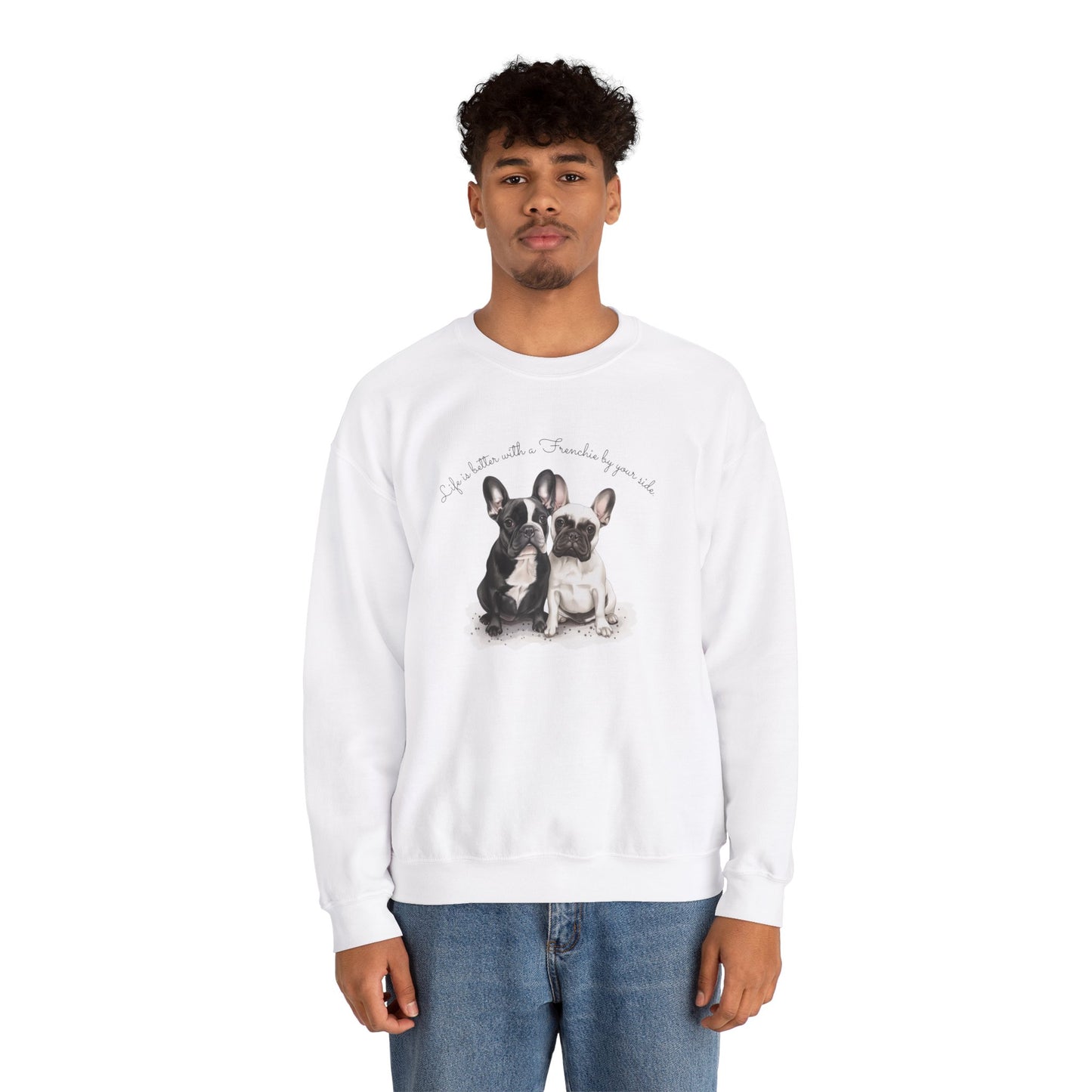 Life is better with a Frenchie by your side. - Unisex Heavy Blend™ Crewneck Sweatshirt