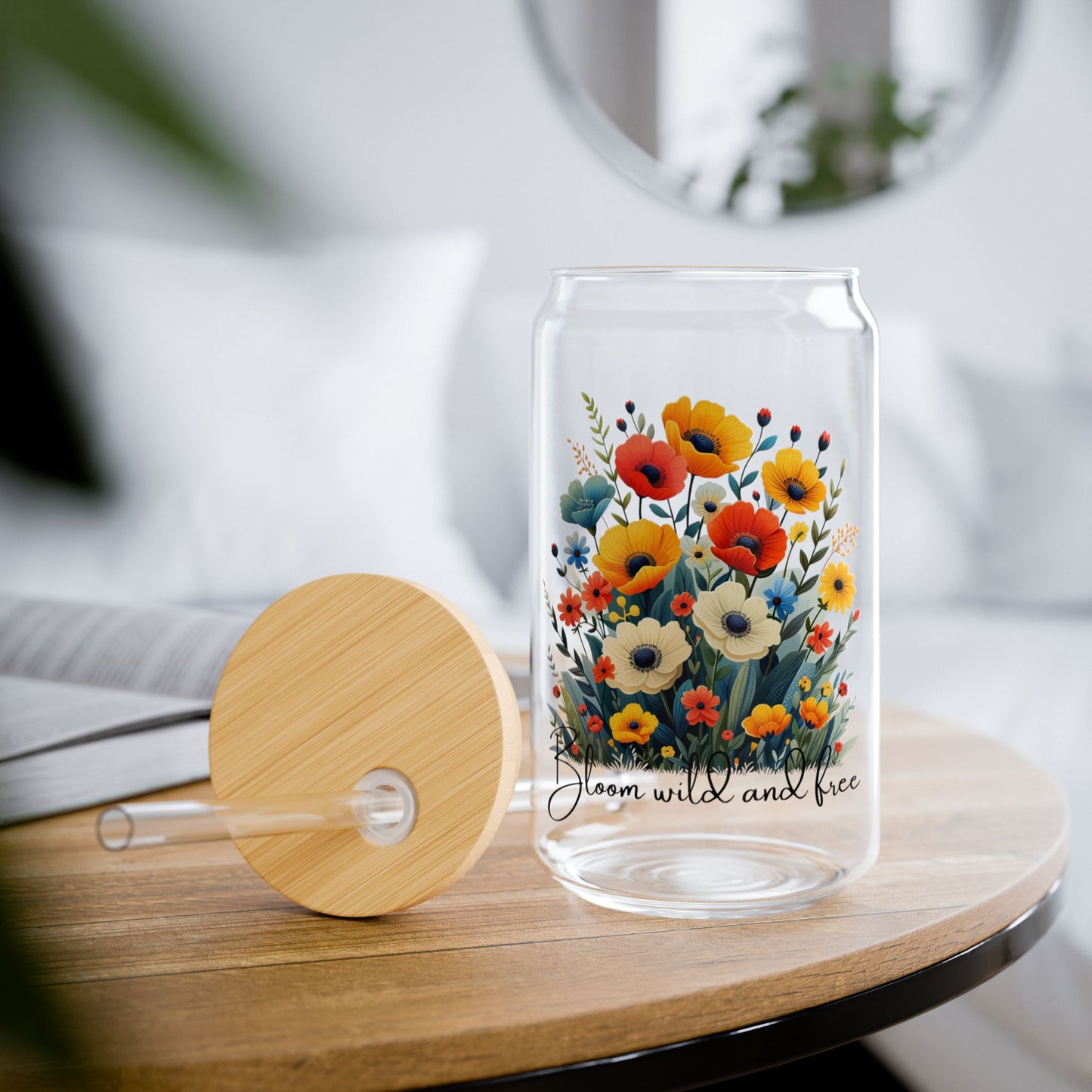 Bloom Wild And Free,  Customizable - Sipper Glass, 16oz