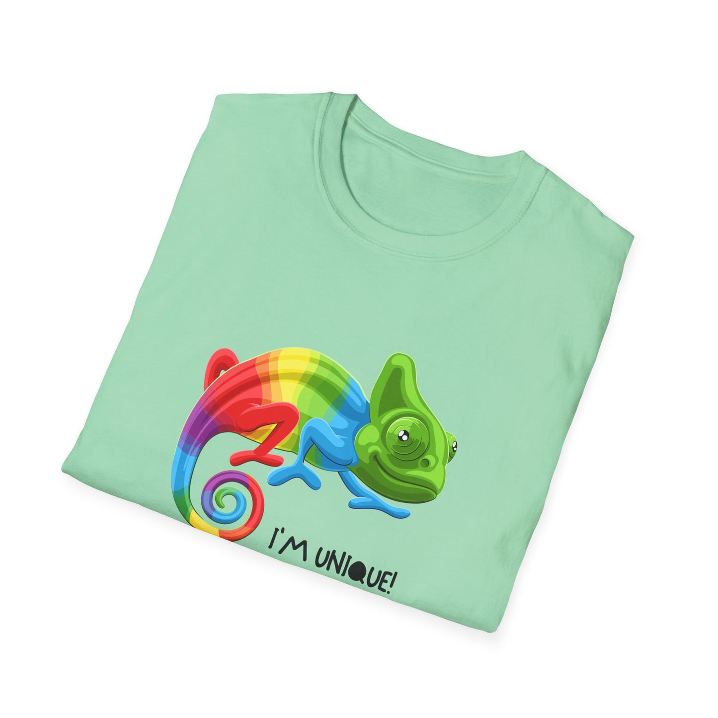 Unique Colorful Chameleon Unisex Softstyle T-Shirt - I'm Unique - 11823