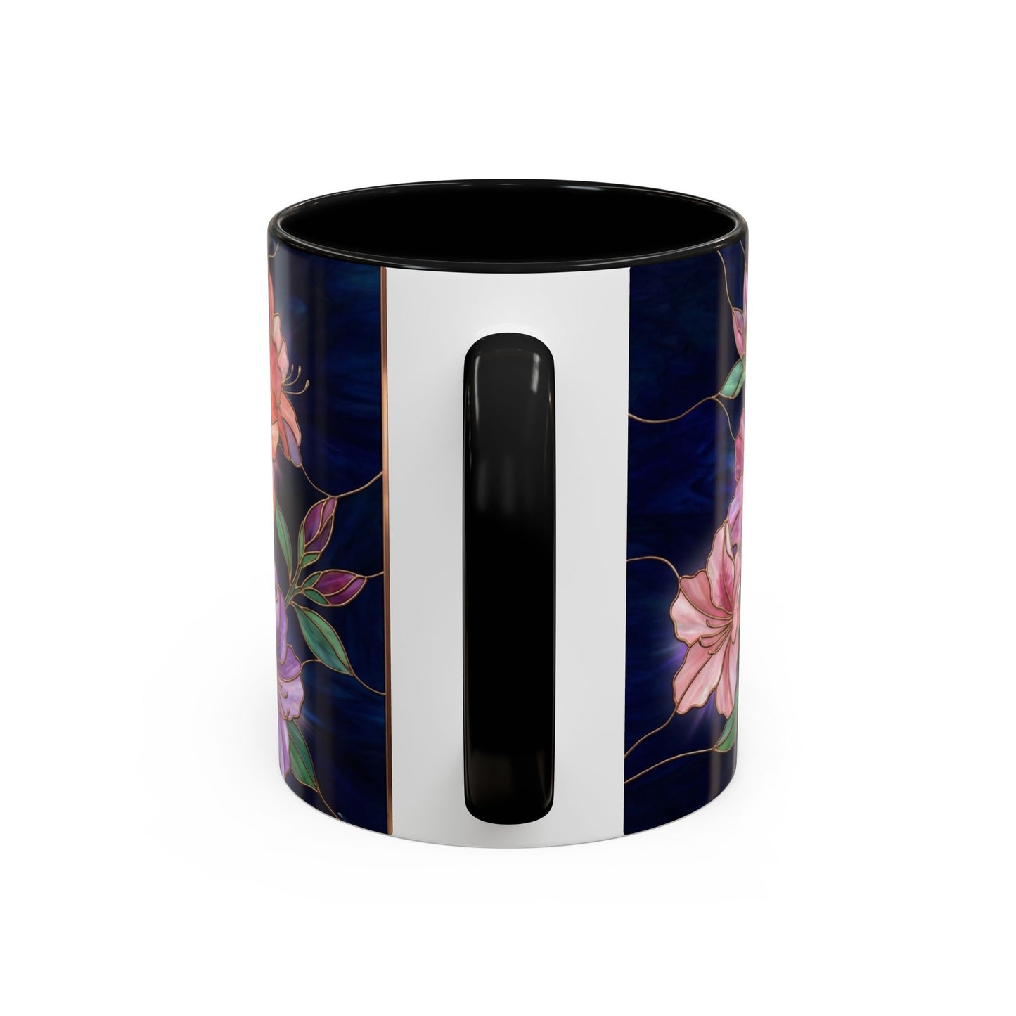 Azalea Floral Accent Coffee Mug — Stained Glass Design 11/15oz - 14554