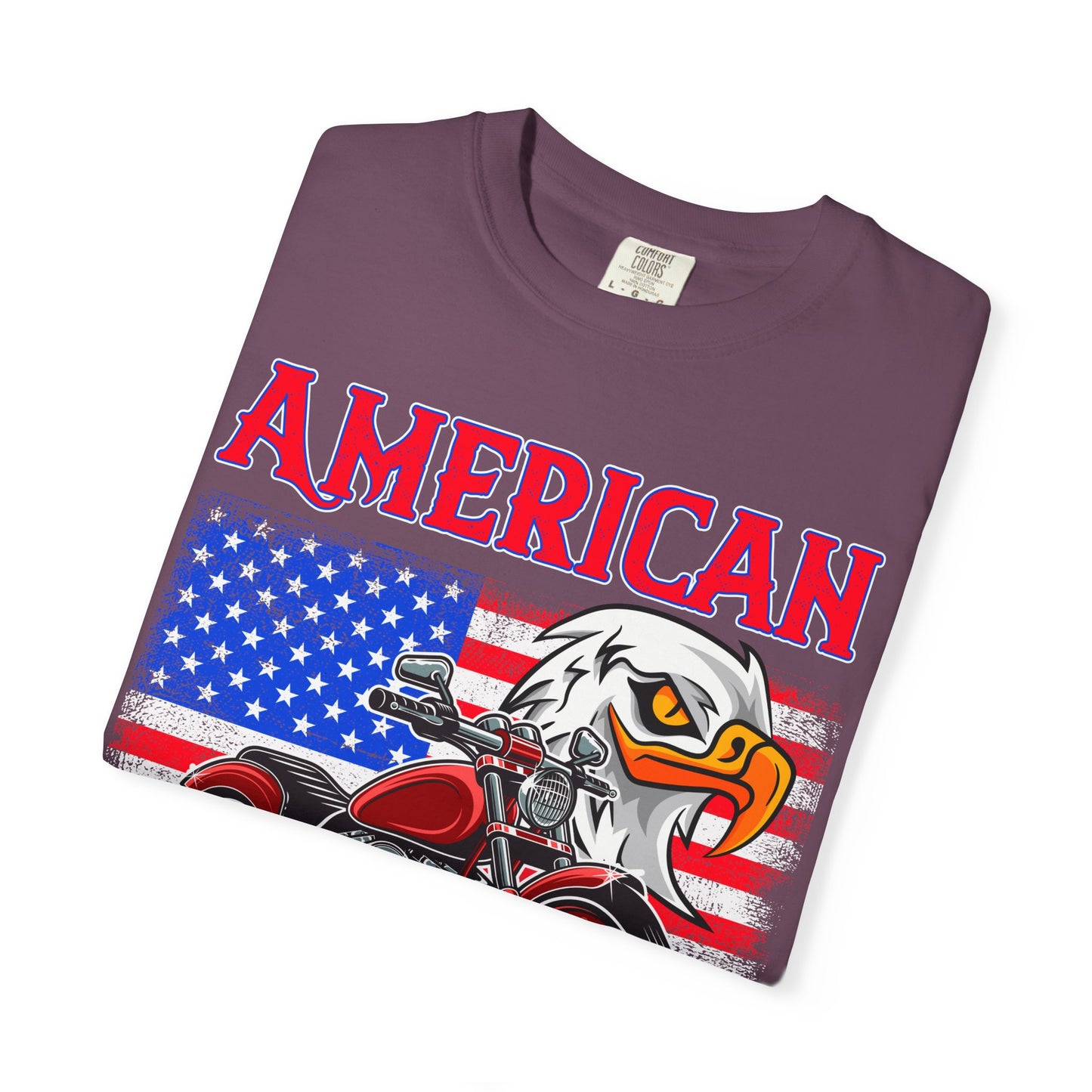 American Classic Tee, Unisex Garment-Dyed T-shirt, Biker Gift, Patriotic Apparel, Rider and Eagle Fashion, Vintage Style - 13658