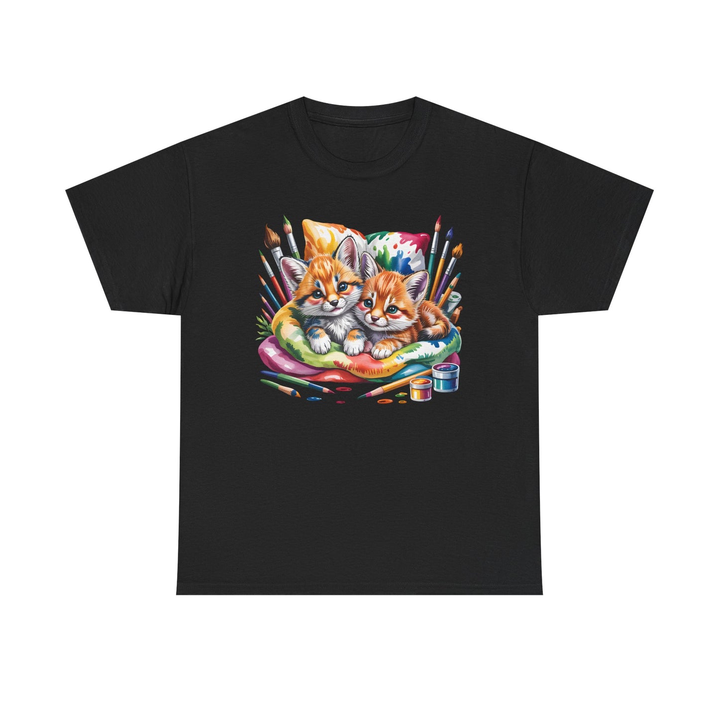 Artist Kittens T-Shirt — Cute Painting Cats Graphic Tee, Cat Lover Gift - 14866