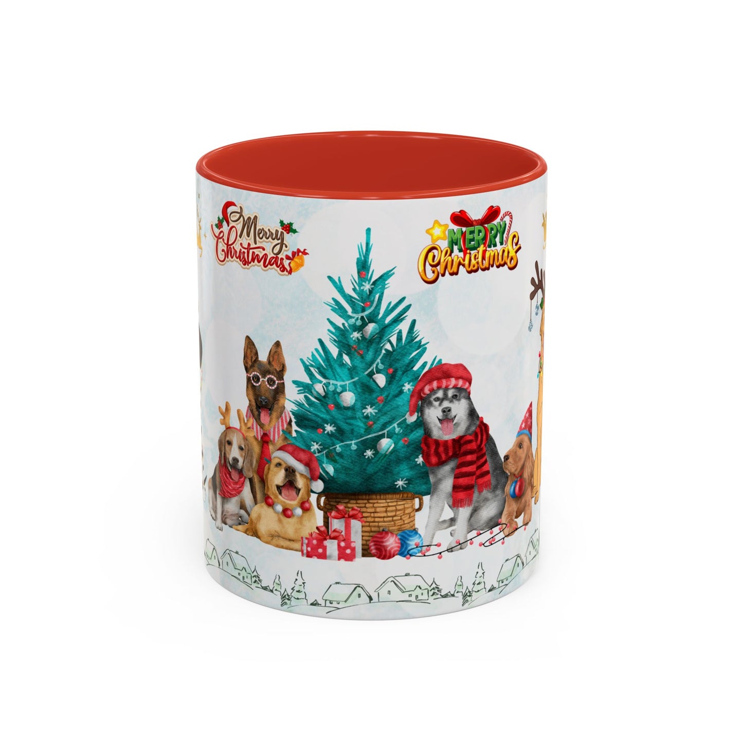 Merry Christmas Dogs - Accent Coffee Mug (11, 15oz)