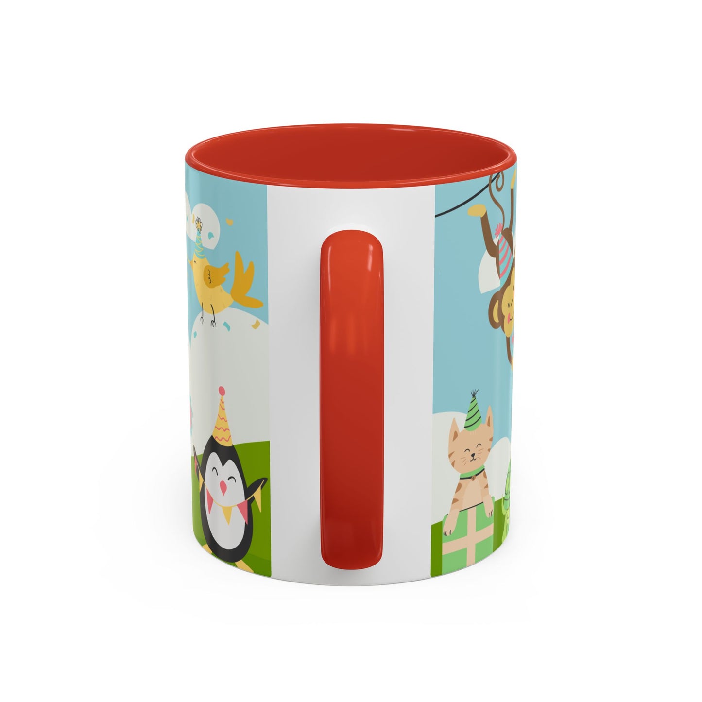 Cute Animals, Happy Birthday, Name Customizable - Accent Coffee Mug (11, 15oz) - 11140