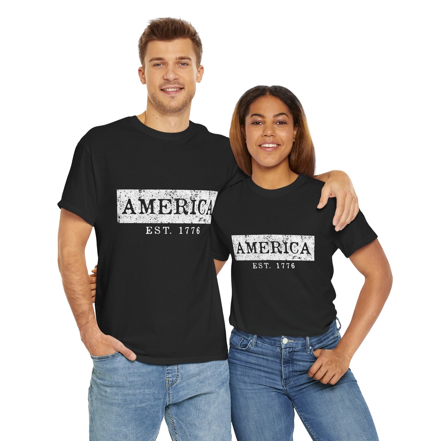 Patriotic Unisex Tee - America EST 1776, Vintage Style Shirt, Independence Day Gift, Casual Wear, Gifts for Him/Her - 13736