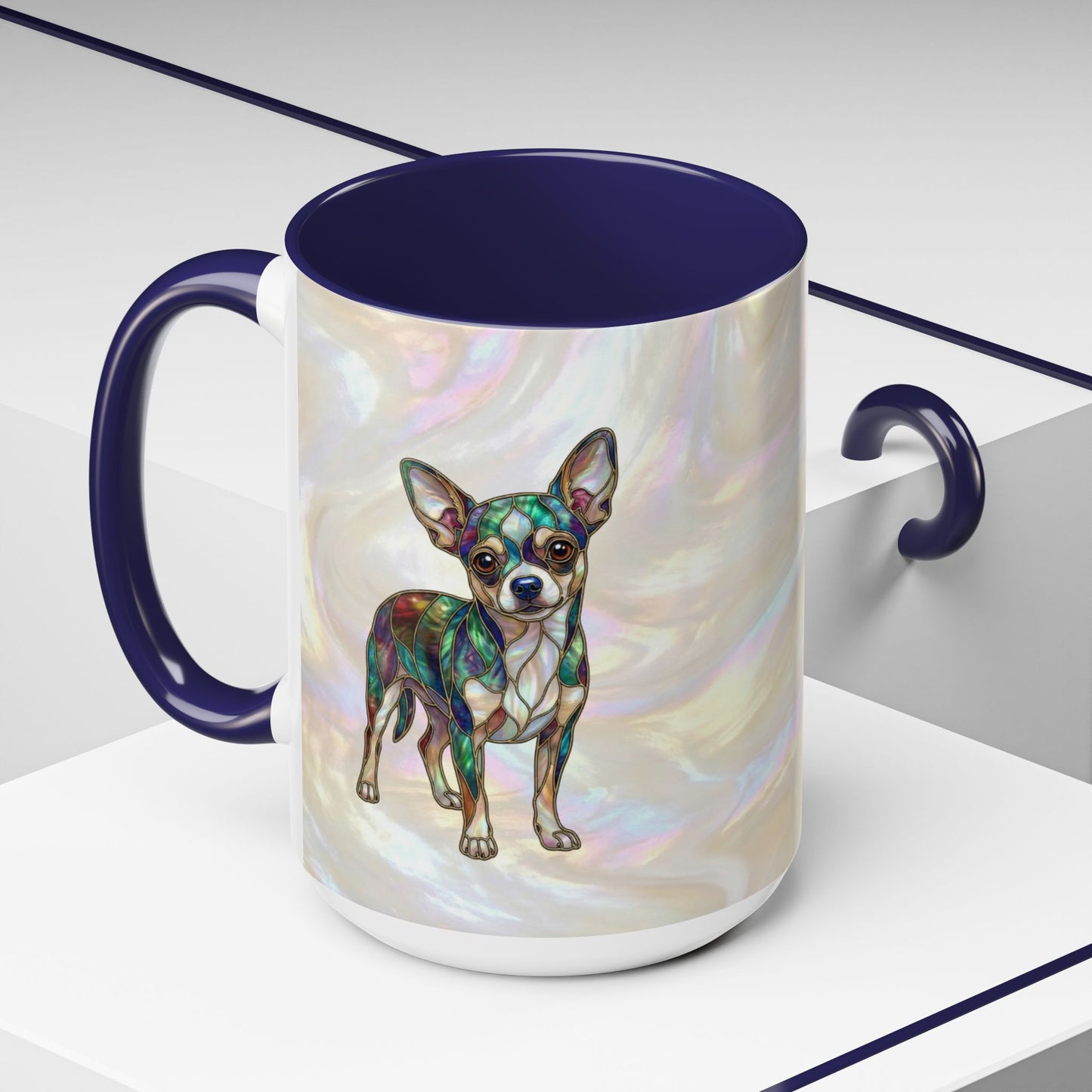 Chihuahua Accent Coffee Mug -Stained Glass Style (11/15oz) - 14625