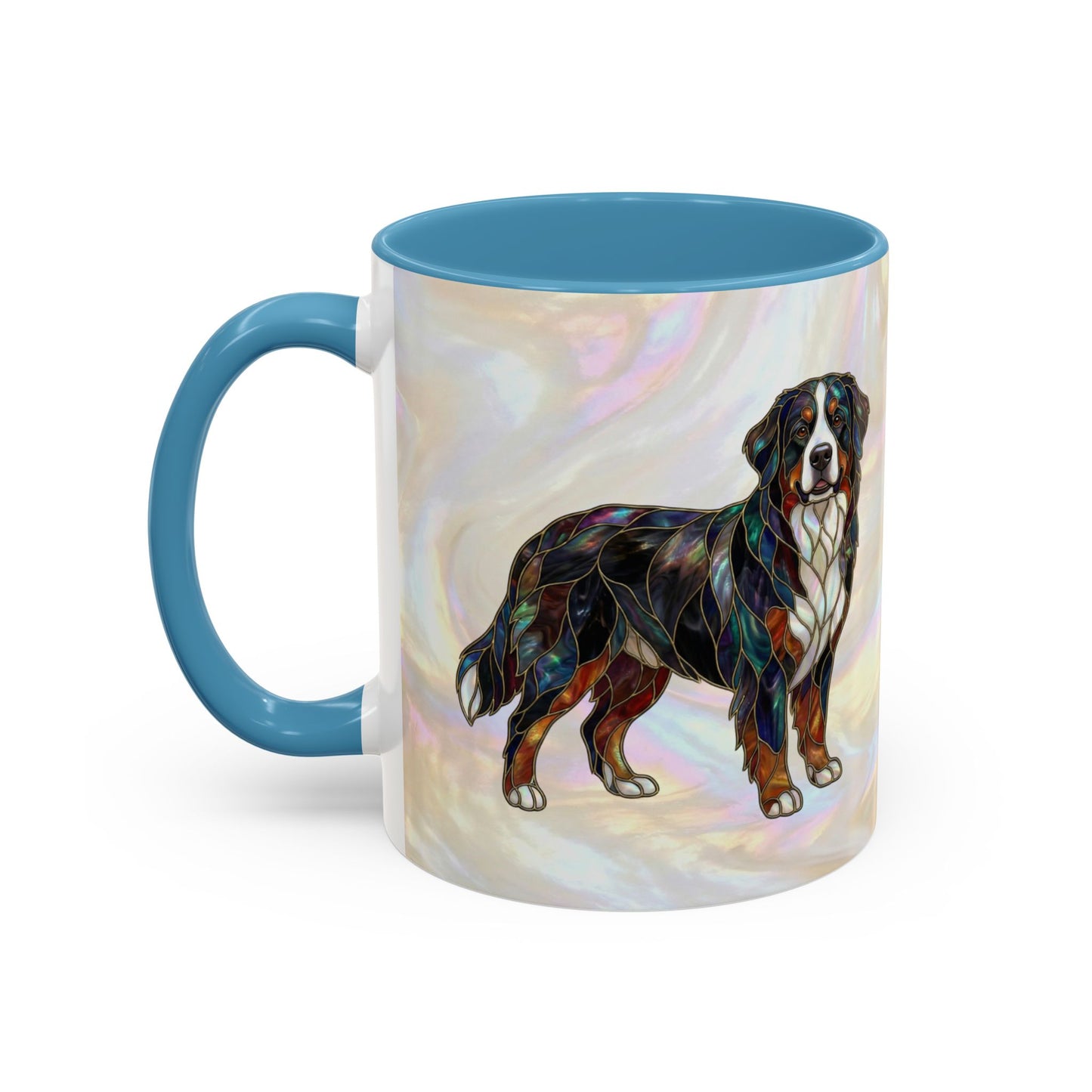 Bernese Mountain Dog Accent Coffee Mug — Stained Glass Design (11/15 oz) - 14617