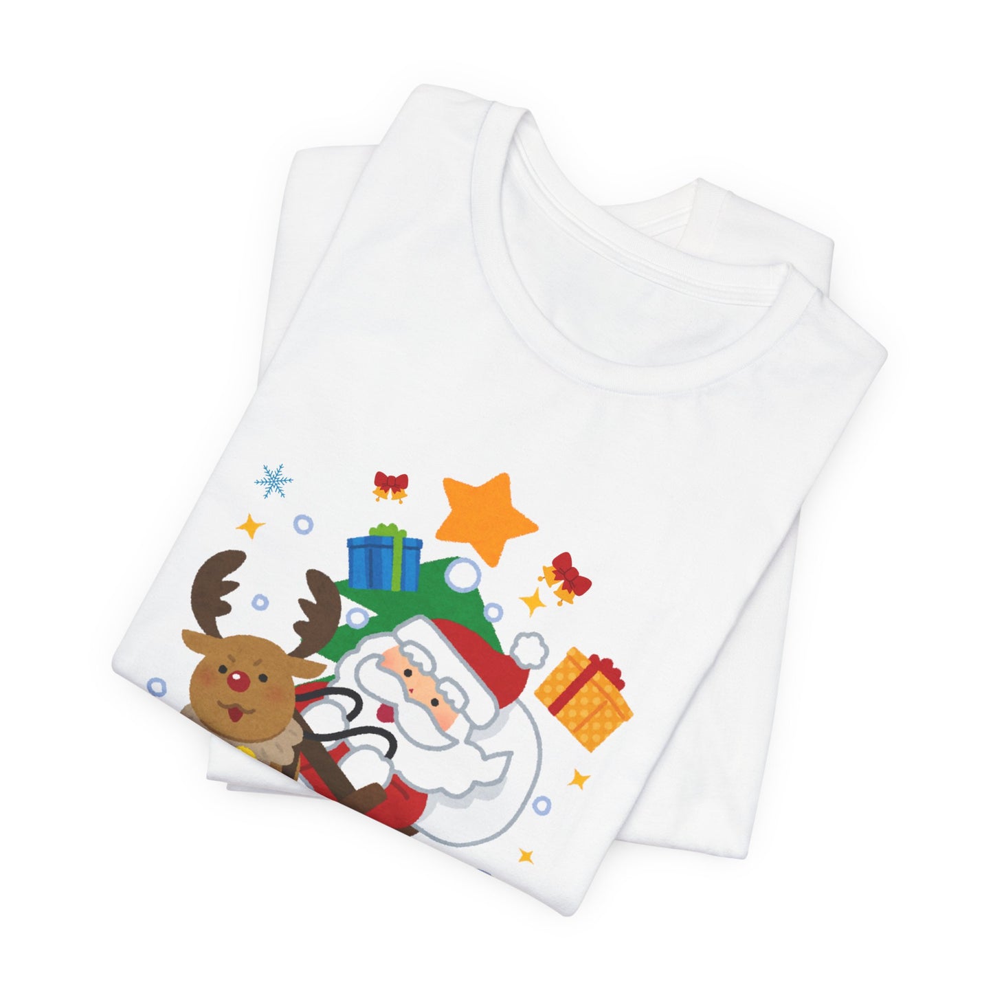 Santa & Reindeer, Merry Christmas - Unisex Jersey Short Sleeve Tee - 10494