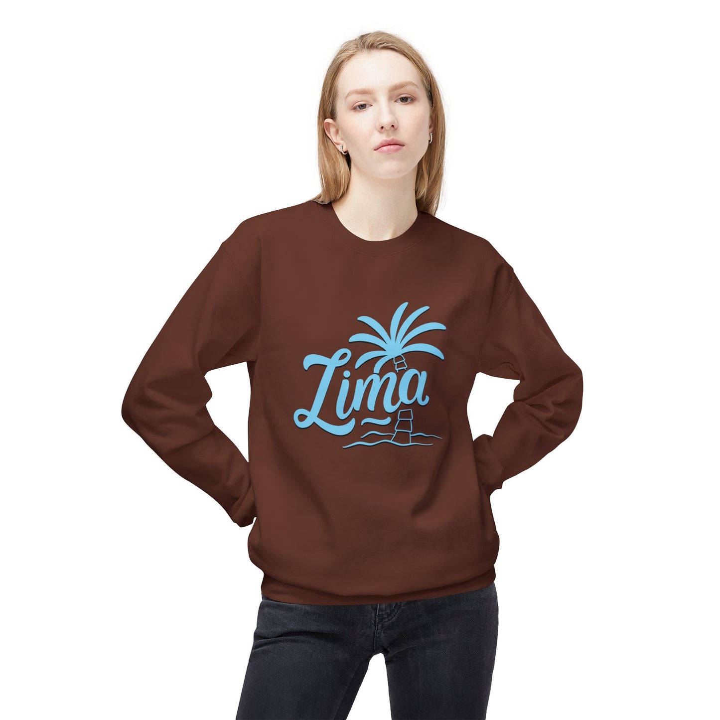 Lima, Palm Tree Crewneck Sweatshirt - Cozy Unisex Midweight Fleece for Relaxed Living - 12128