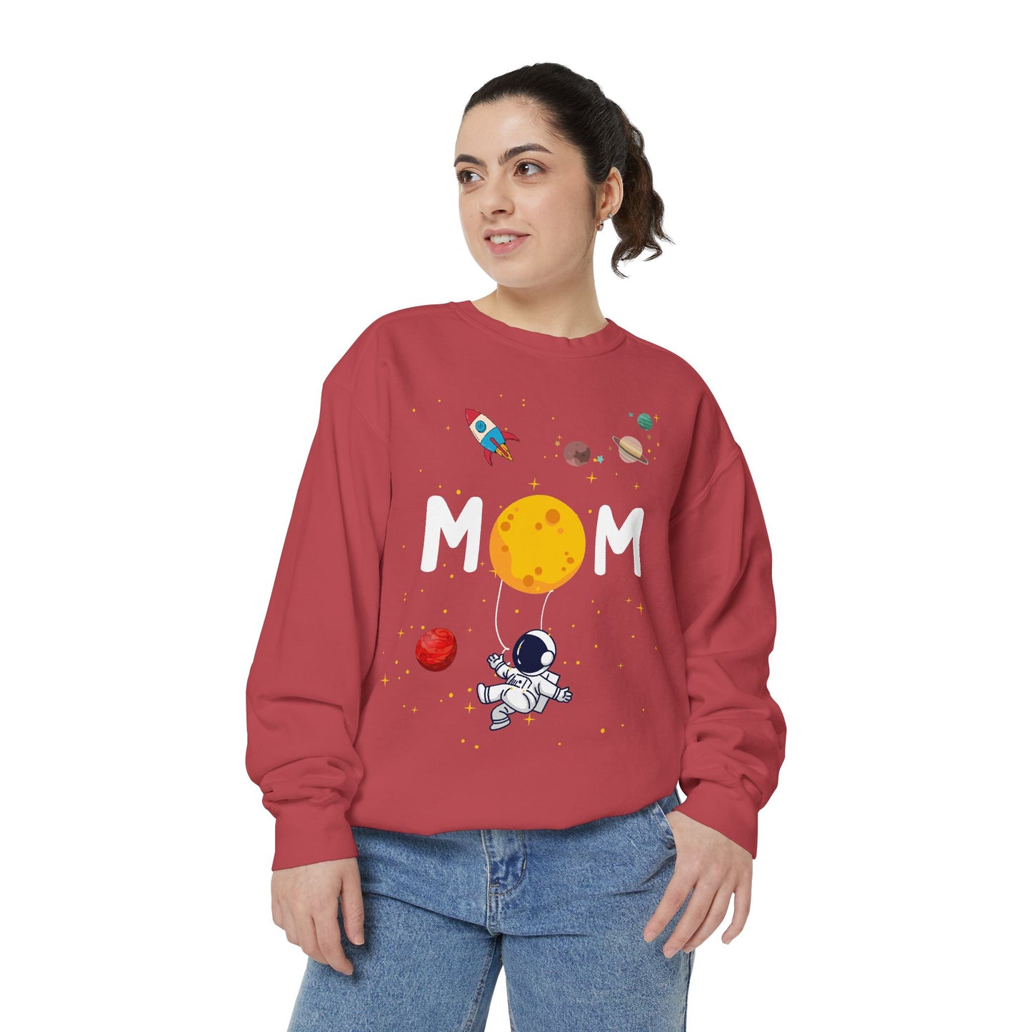 Astronaut Mom Garment-Dyed Sweatshirt | Space-Themed Gift for Mothers - 11838