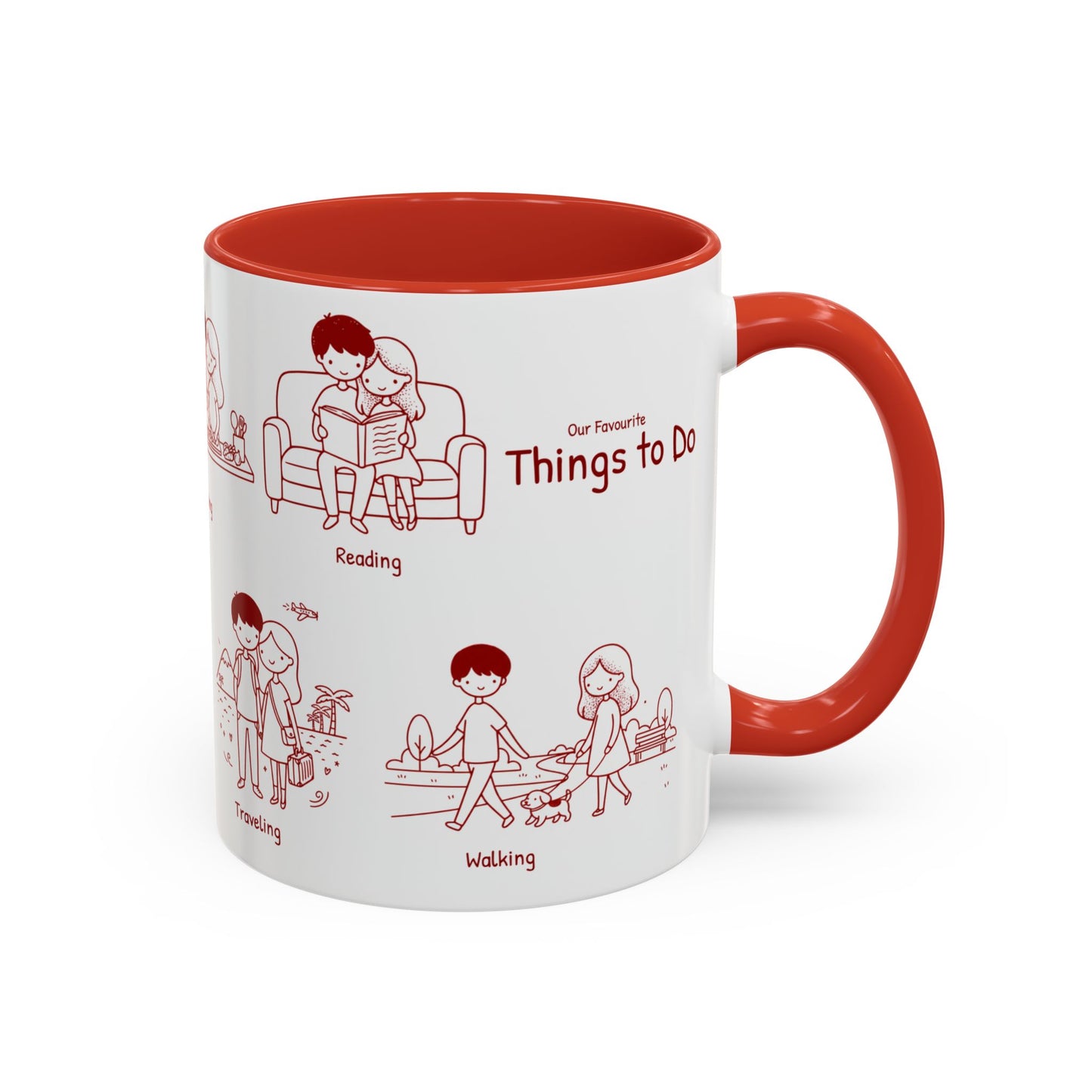 Our Favorite Things to Do Valentine’s Mug – Cozy Couples Illustrated Accent Coffee Mug - 14706