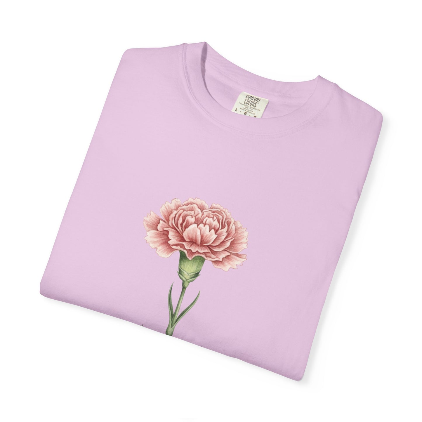 January Birth Flower Carnation T-Shirt – Heavyweight Garment-Dyed Tee - 14686