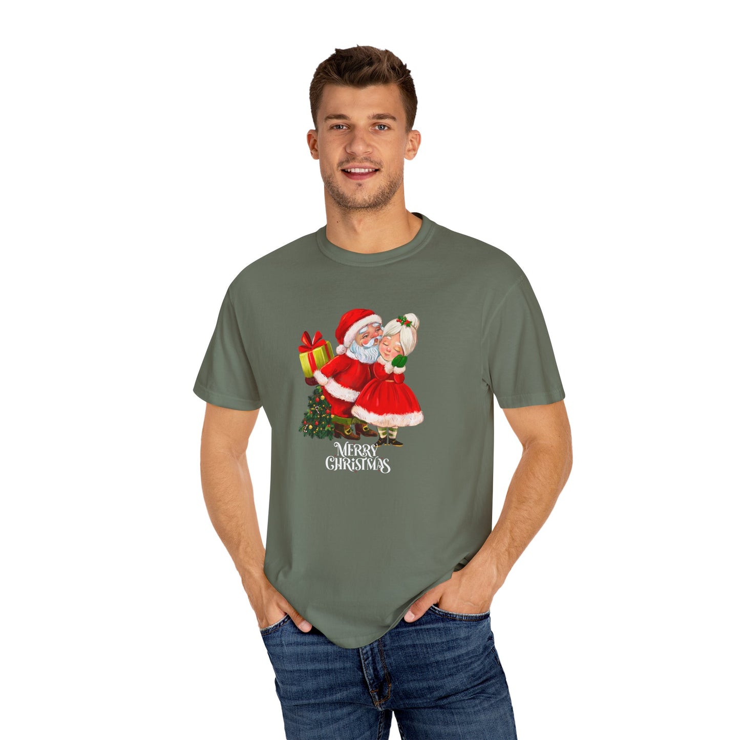 Santa & His Partner - Unisex Garment-Dyed T-shirt - 10025