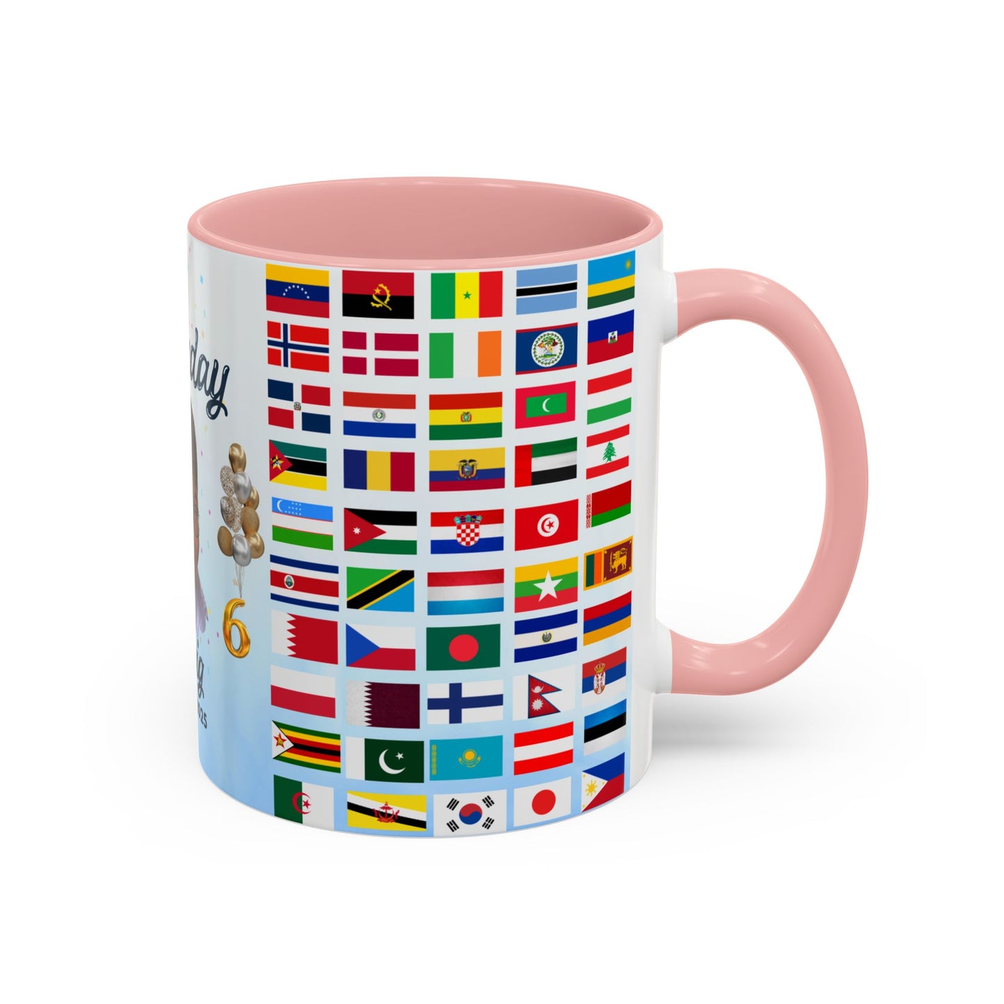 Kids, Happy Birthday, World Flag Fan, Details Customizable - Accent Coffee Mug (11, 15oz) - 11232