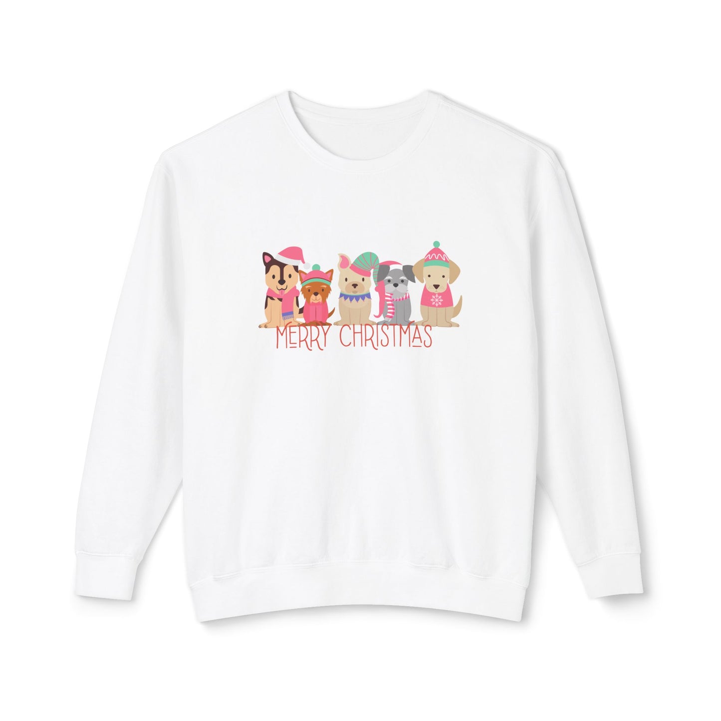 Puppies, Merry Christmas - Unisex Lightweight Crewneck Sweatshirt - 10267