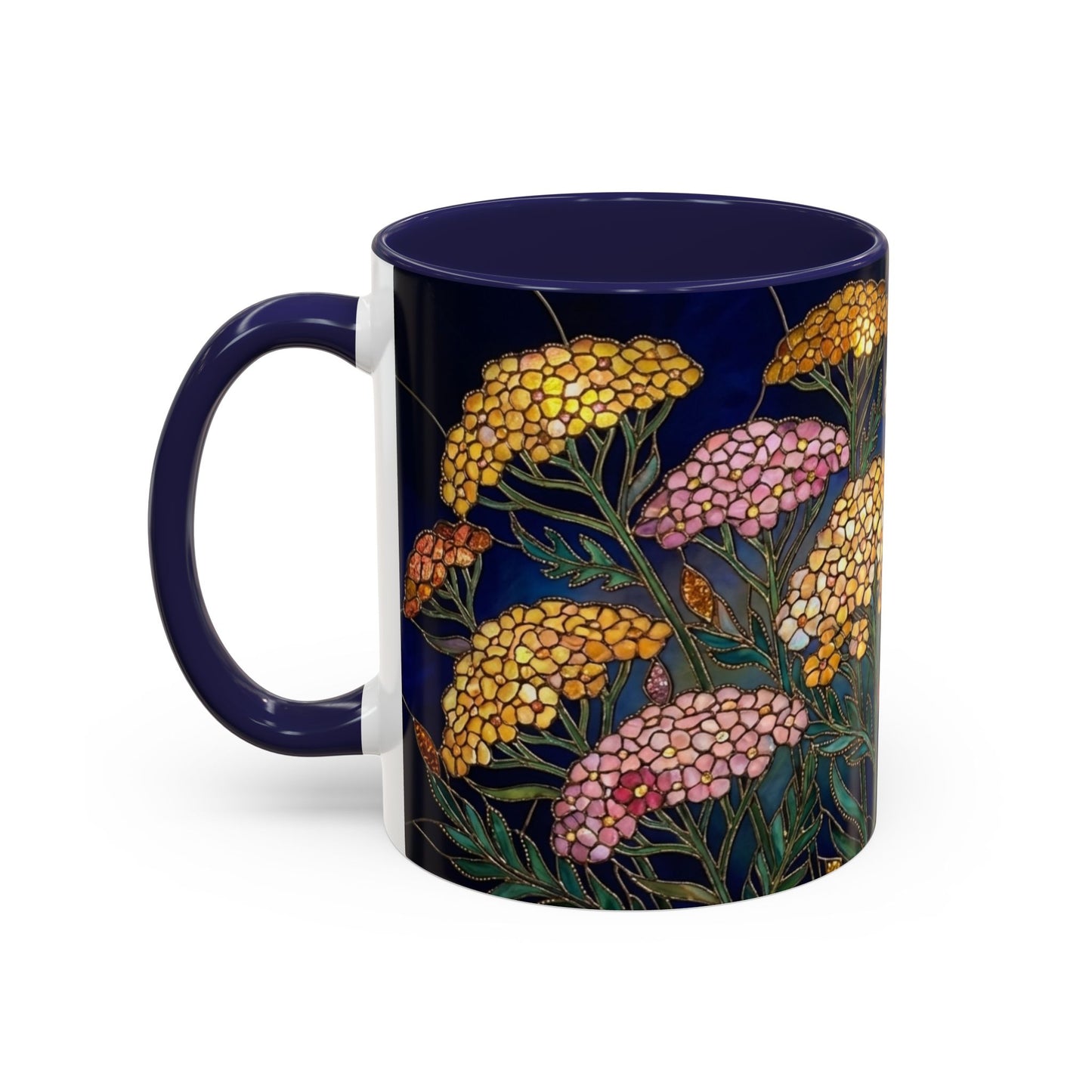 Yarrow Floral Accent Coffee Mug — Stained Glass Design (11/15oz) - 14590